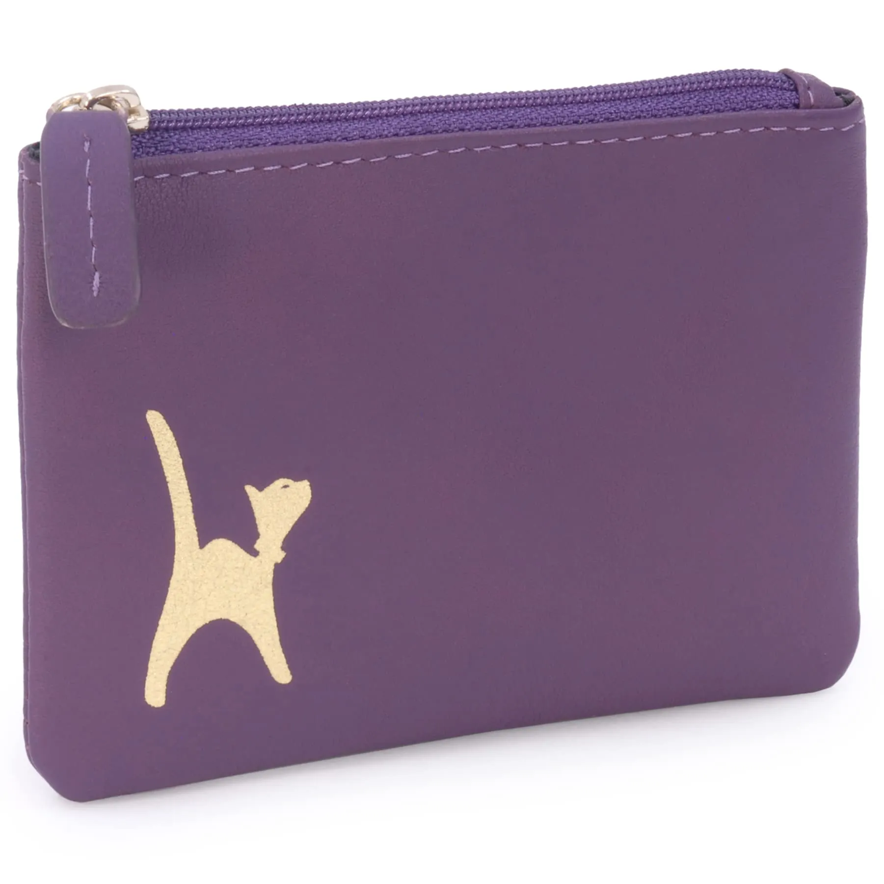 Catwalk Collection Handbags - Portamonete Piccolo in Pelle - Borsellino Donna - Mini Portafoglio - Protezione RFID - Scatola Regalo - Mimi - Viola Oro - immagine 1