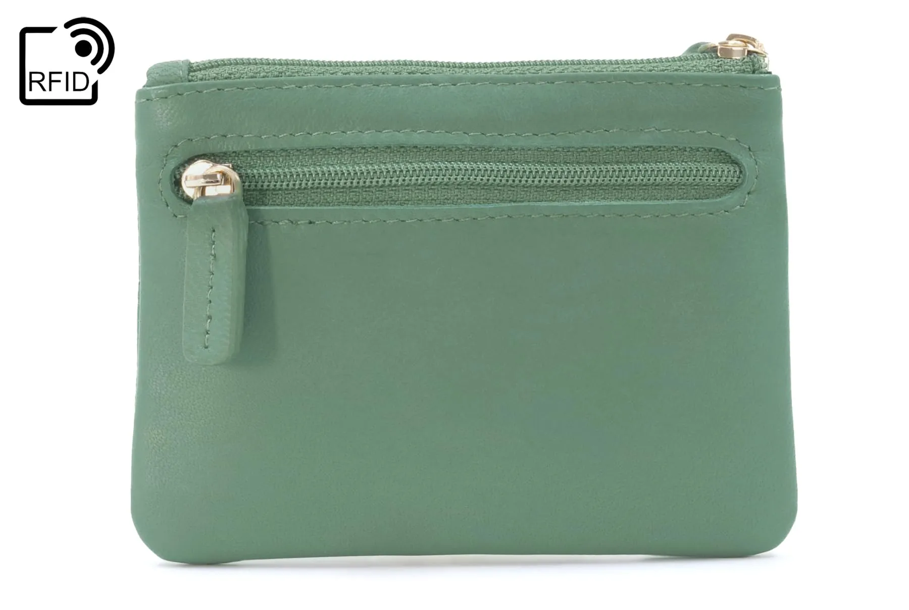 Catwalk Collection Handbags - Portamonete Piccolo in Pelle - Borsellino Donna - Mini Portafoglio - Protezione RFID - Scatola Regalo - Mimi - Verde Oro - immagine 4
