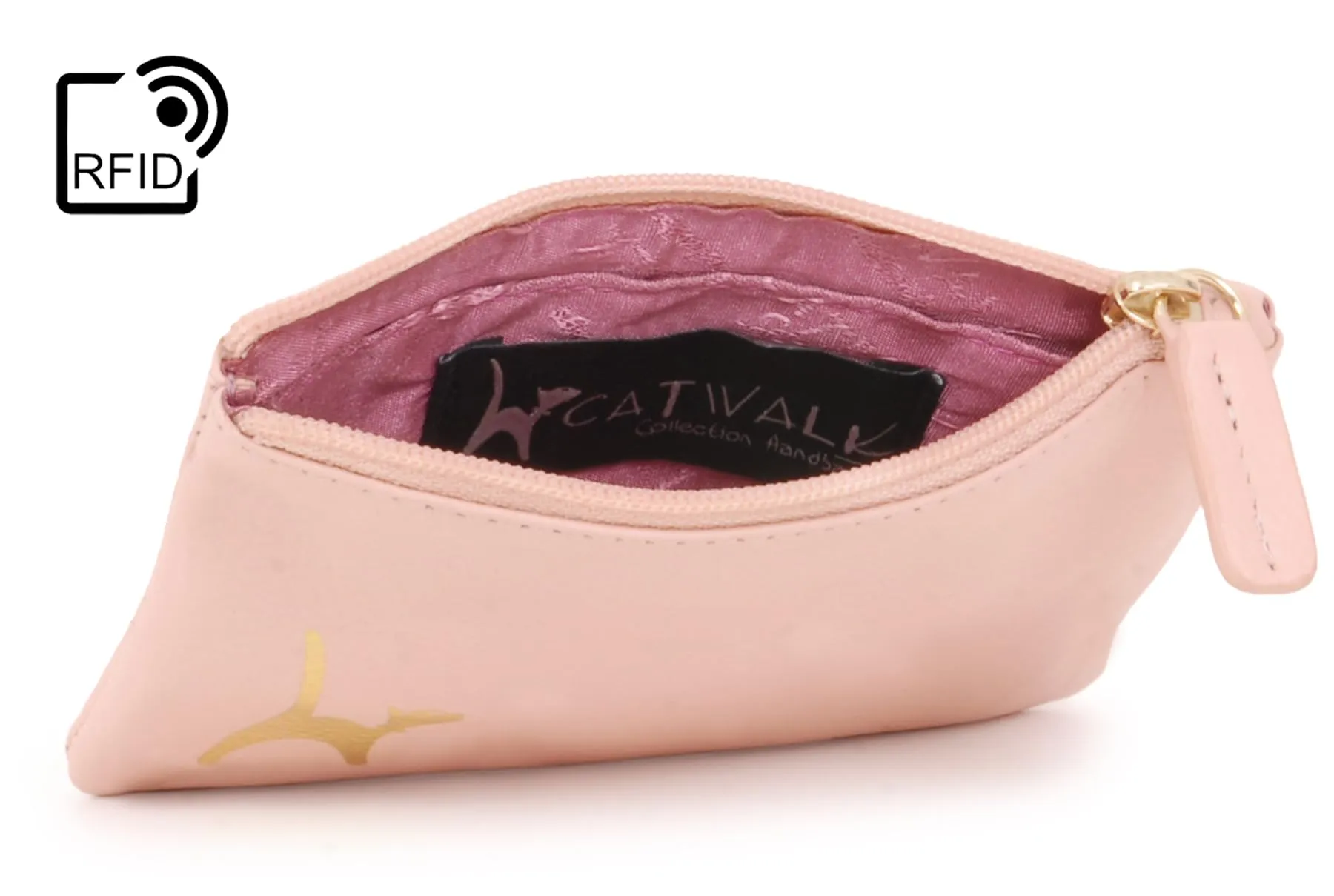 Catwalk Collection Handbags - Portamonete Piccolo in Pelle - Borsellino Donna - Mini Portafoglio - Protezione RFID - Scatola Regalo - Mimi - Rosa Oro - immagine 5