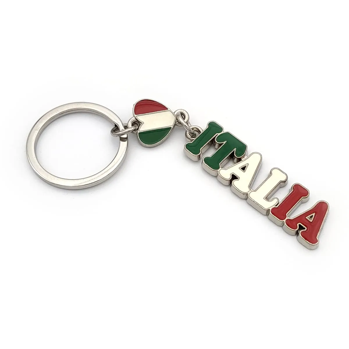 Powersell Portachiavi Tascabile con Anello Porta Chiavi Bandiera Nazionale Italiana Italia in Metallo, Accessorio per Uomo e Donna, Idea Regalo (SCRITTA) - immagine 2