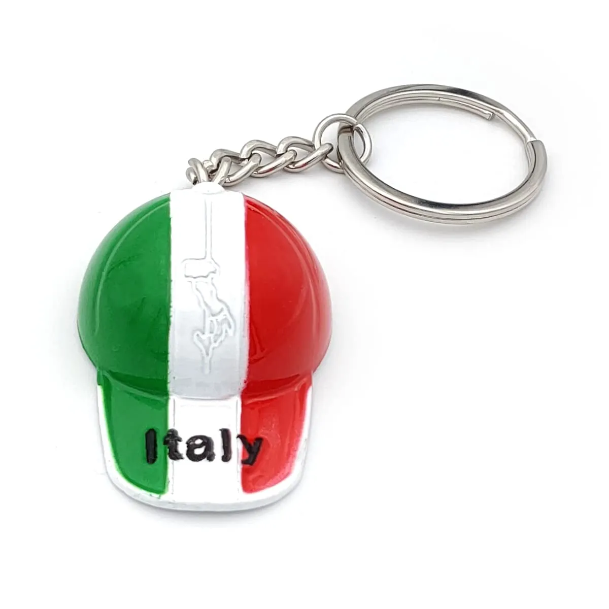 Powersell Portachiavi Tascabile con Anello Porta Chiavi Bandiera Nazionale Italiana Italia in Metallo, Accessorio per Uomo e Donna, Idea Regalo (CAPPELLINO) - immagine 2