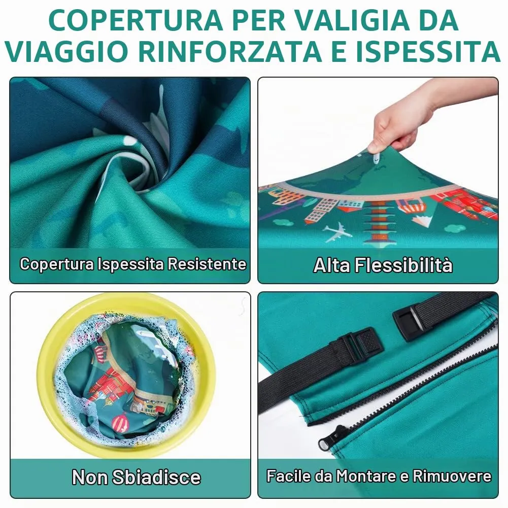 Flintronic Cover Proteggi Copertura per Valigie, 26-28 Pollici Coperture per Valigie, Elastico Cover Proteggi Valigia, Copri Valigia, Coperchio per Bagagli (con Etichetta/Cinghia per Bagagli) - immagine 5