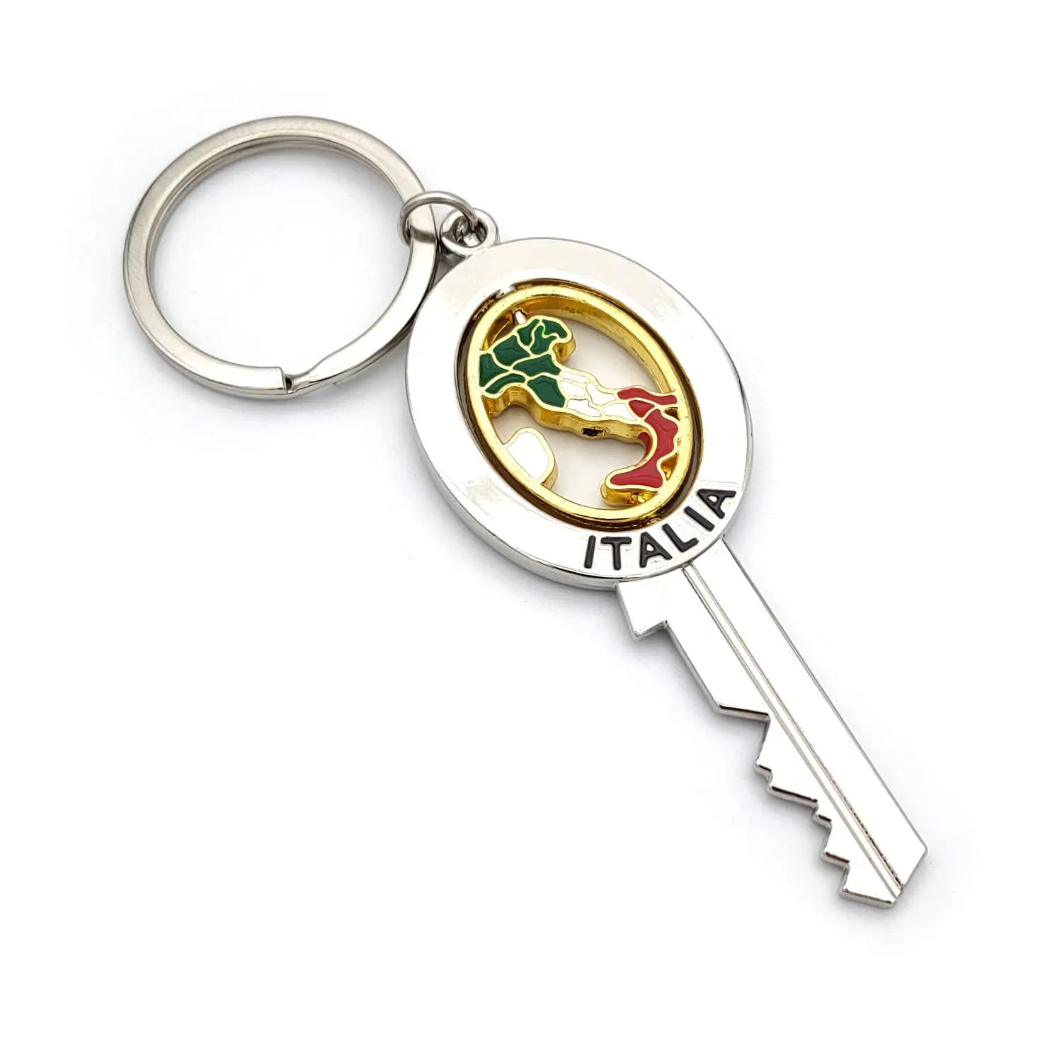 Powersell Portachiavi Tascabile con Anello Porta Chiavi Bandiera Nazionale Italiana Italia in Metallo, Accessorio per Uomo e Donna, Idea Regalo (CHIAVE B) - immagine 2