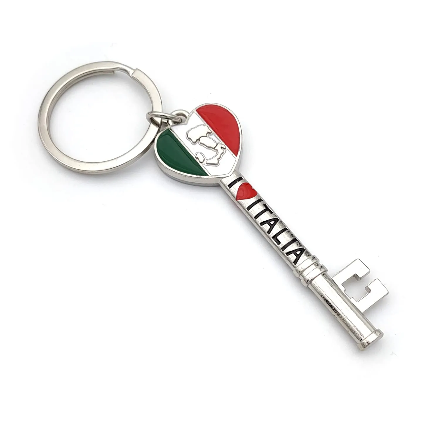 Powersell Portachiavi Tascabile con Anello Porta Chiavi Bandiera Nazionale Italiana Italia in Metallo, Accessorio per Uomo e Donna, Idea Regalo (CHIAVE A) - immagine 2