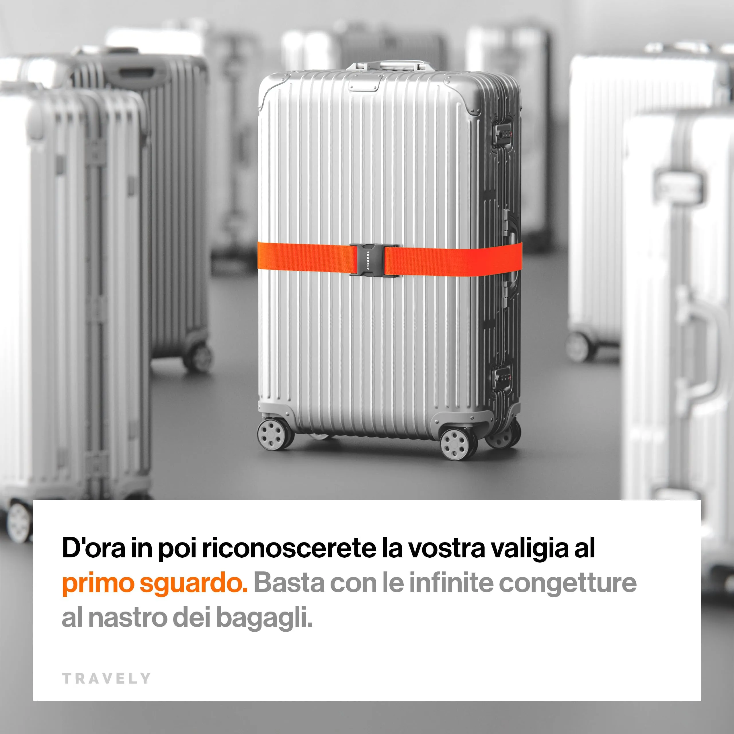 Travely® Cinghia per valigia di alta qualità, accattivante e sicura, con 2 targhette per nome, nastro per bagagli sulla croce, set da 2 pezzi arancione - immagine 4