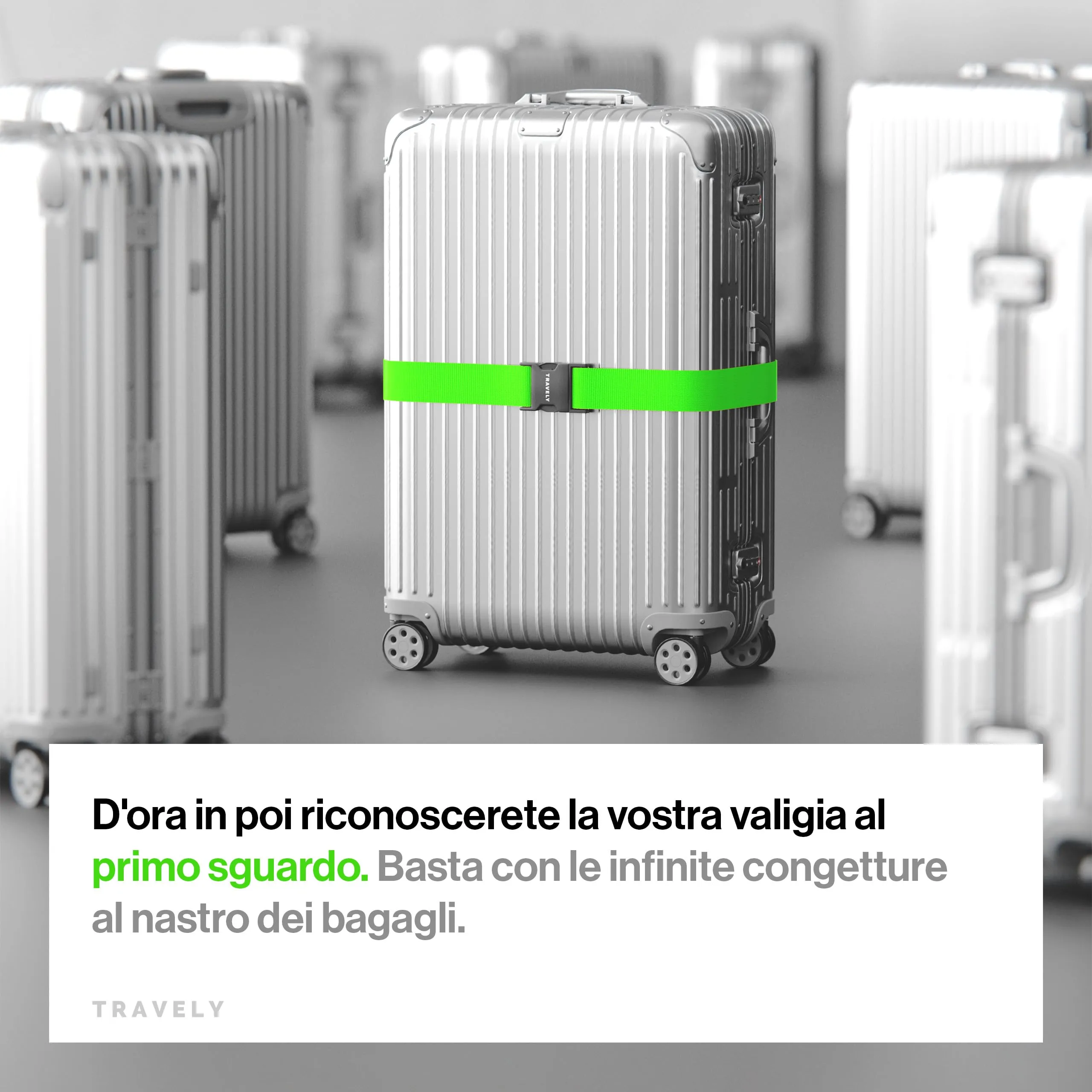 Travely® Cintura Premium per Valigia - Particolarmente Vistosa e Sicura - Include 2 Targhette Identificative - Nastro per Bagagli Ideale a Croce - [Set da 2] - Verde - immagine 4