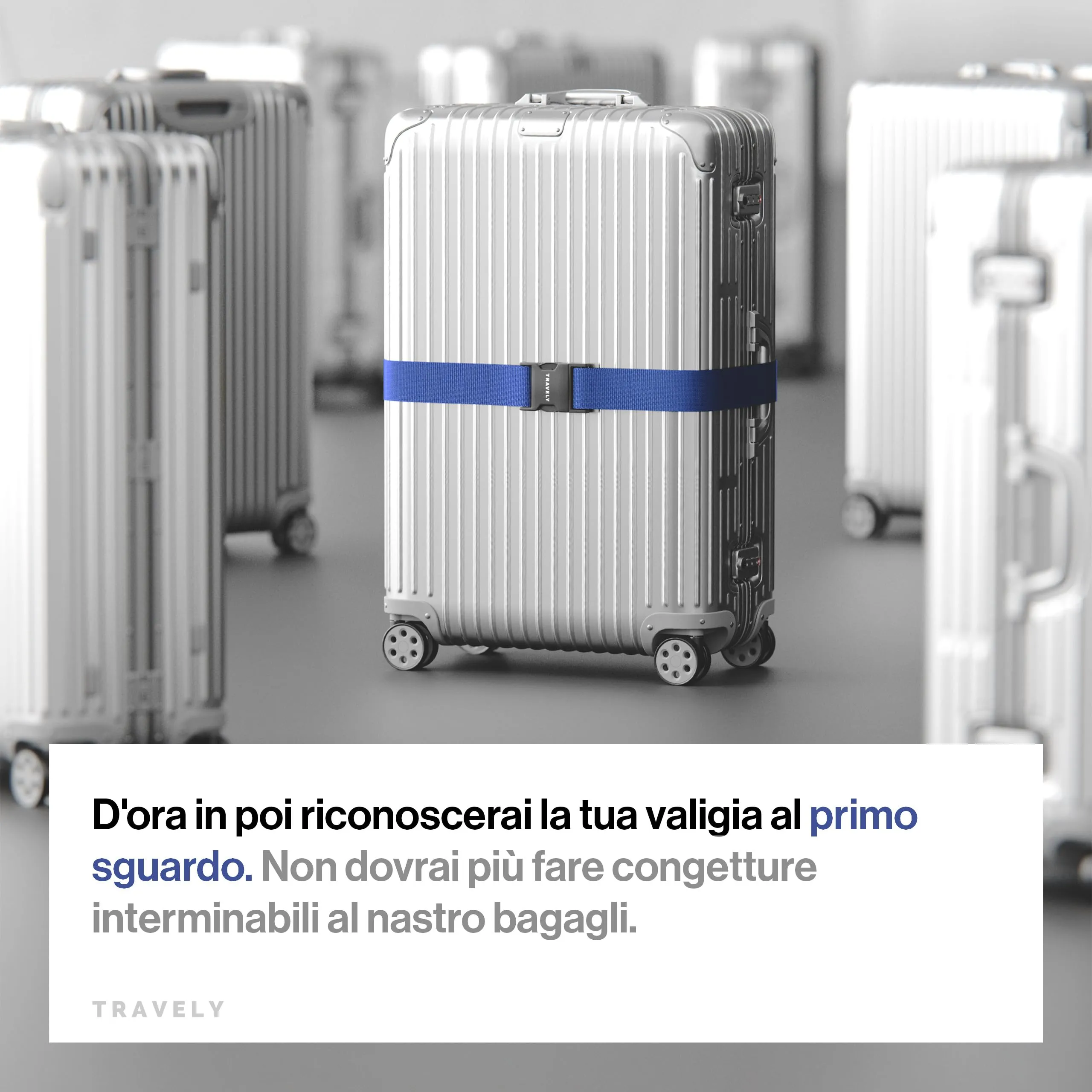 Travely® Cinghia per valigia di alta qualità, accattivante e sicura, con 2 targhette per nome, nastro per bagagli sulla croce, set da 2 pezzi, blu navy - immagine 4