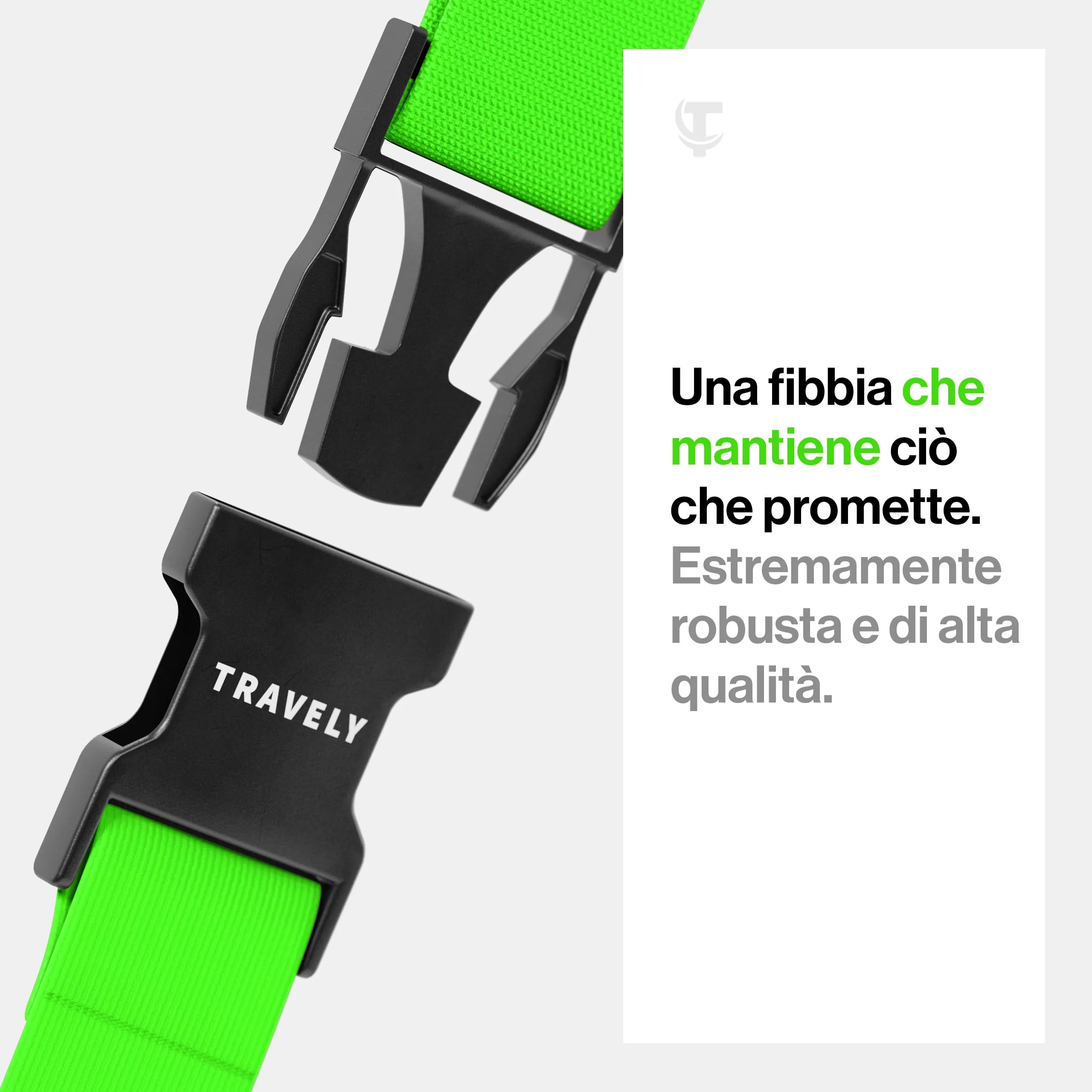 Travely® Cinghia per valigia di alta qualità, accattivante e sicura, con 4 targhette per nome, nastro per bagagli sulla croce, set da 4 pezzi, verde - immagine 3