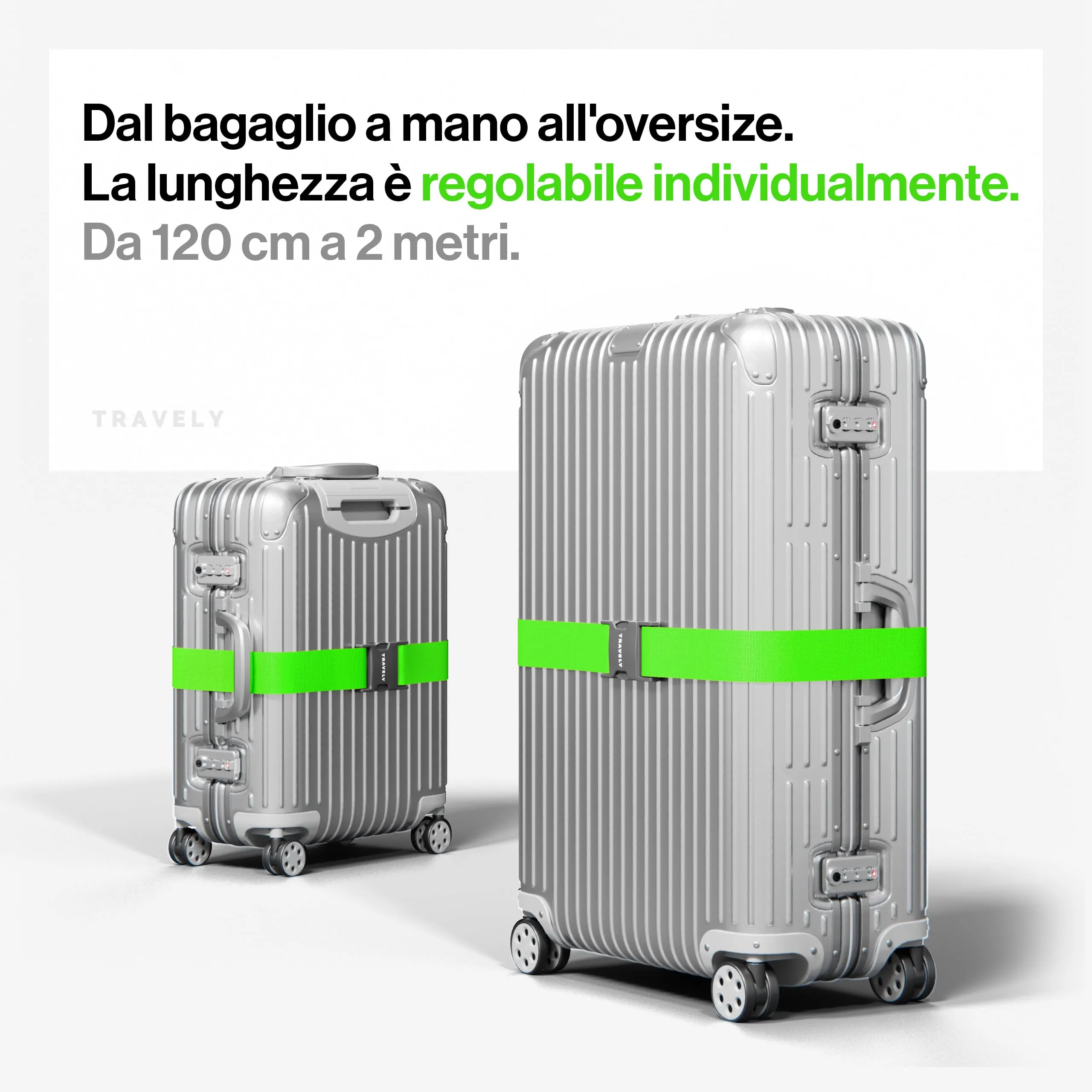 Travely® Cinghia per valigia di alta qualità, accattivante e sicura, con 4 targhette per nome, nastro per bagagli sulla croce, set da 4 pezzi, verde - immagine 6