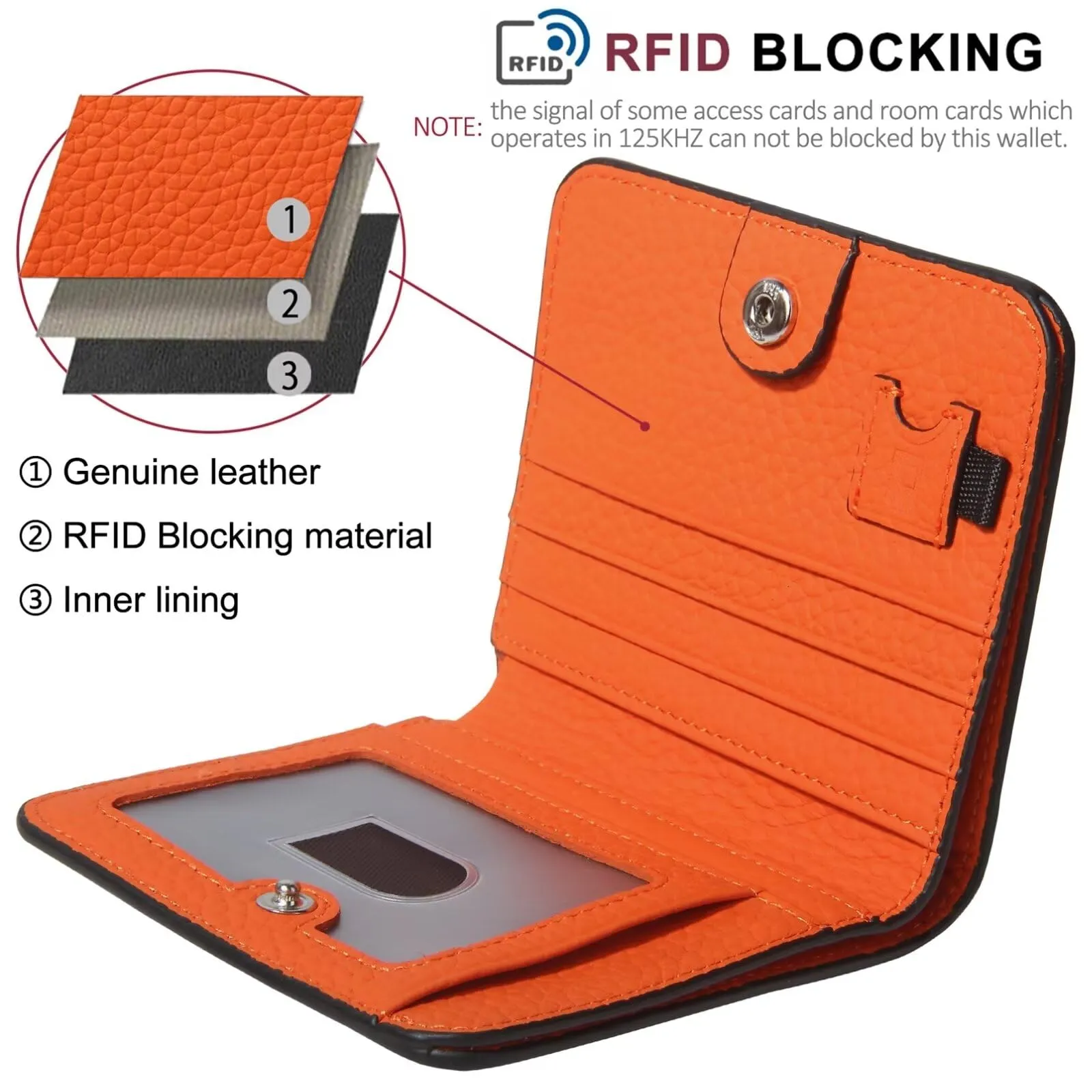 GADIEMKENSD Small Purses for Women RFID Blocking Bifold Soft Leather Wallet Credit Card Holders with Zip Mens Mini Coin Pocket Wallets Money Organisers Case for Travel Gift Minimalist Orange - immagine 4