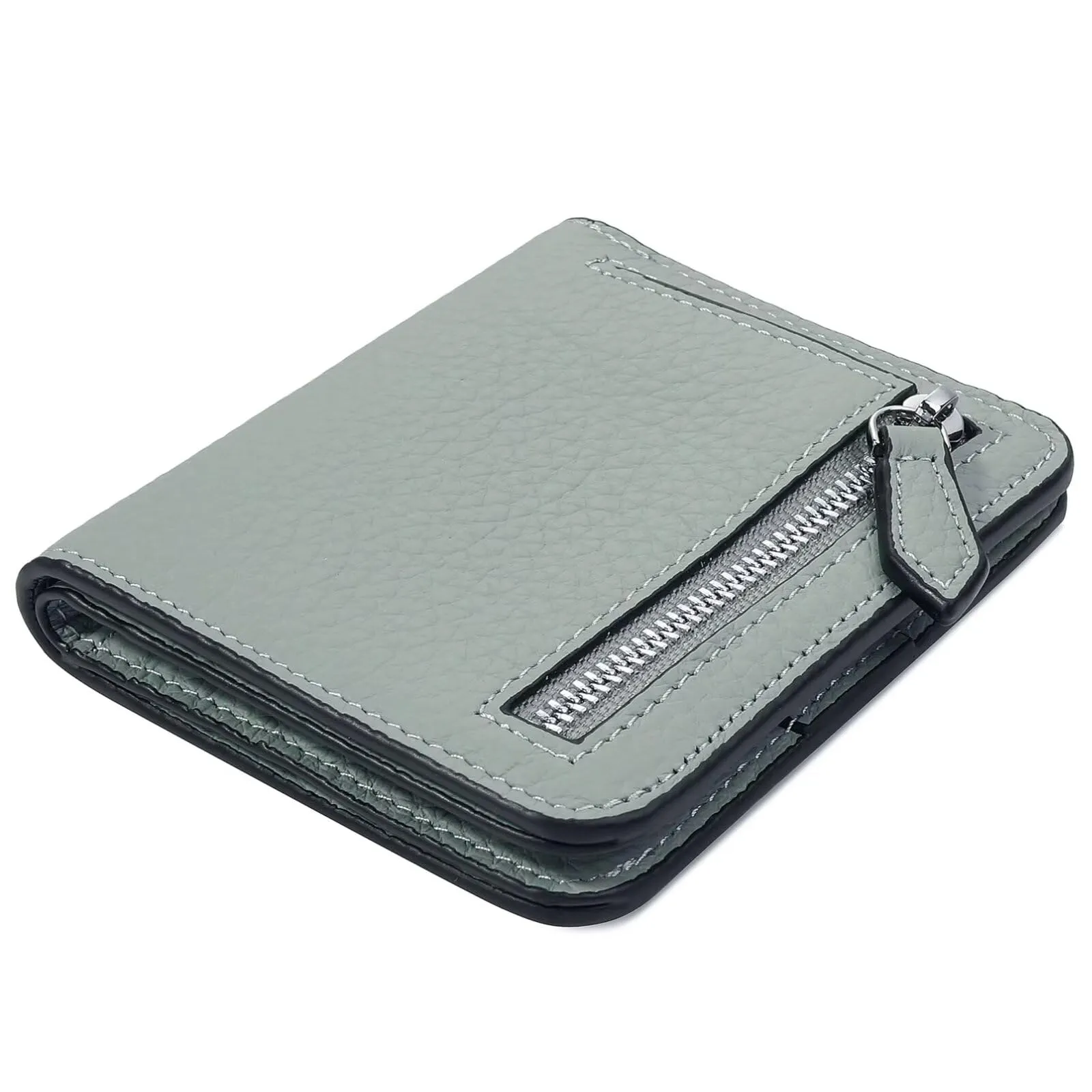 GADIEMKENSD Small Wallet Bifold RFID Credit Card Holder for Men Leather Coin Ladies Purse RFID Blocking Mini Compact Pocket Wallet with Zipper Card Cash Slots Ultra Slim Minimalist Light Grey - immagine 1