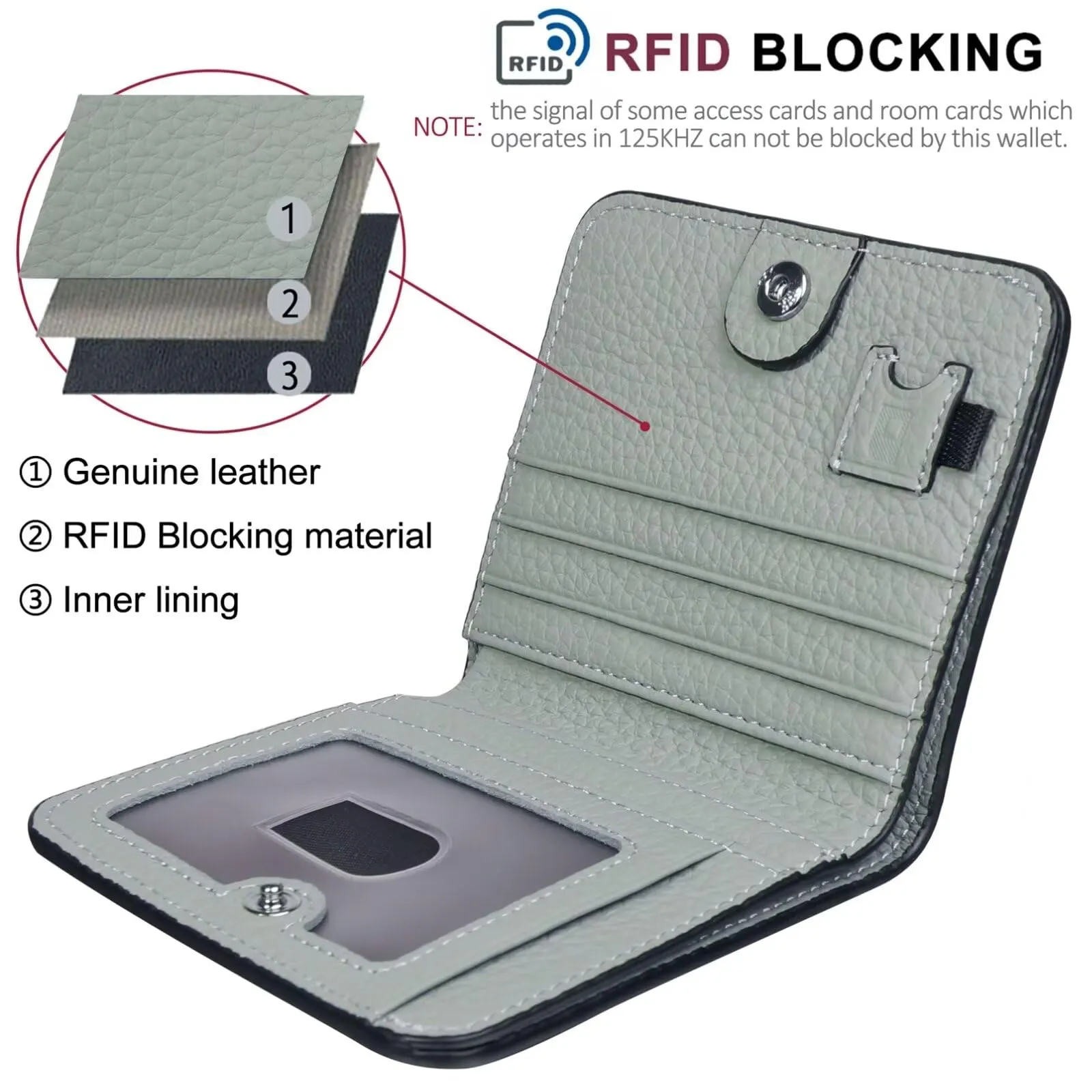 GADIEMKENSD Small Wallet Bifold RFID Credit Card Holder for Men Leather Coin Ladies Purse RFID Blocking Mini Compact Pocket Wallet with Zipper Card Cash Slots Ultra Slim Minimalist Light Grey - immagine 4