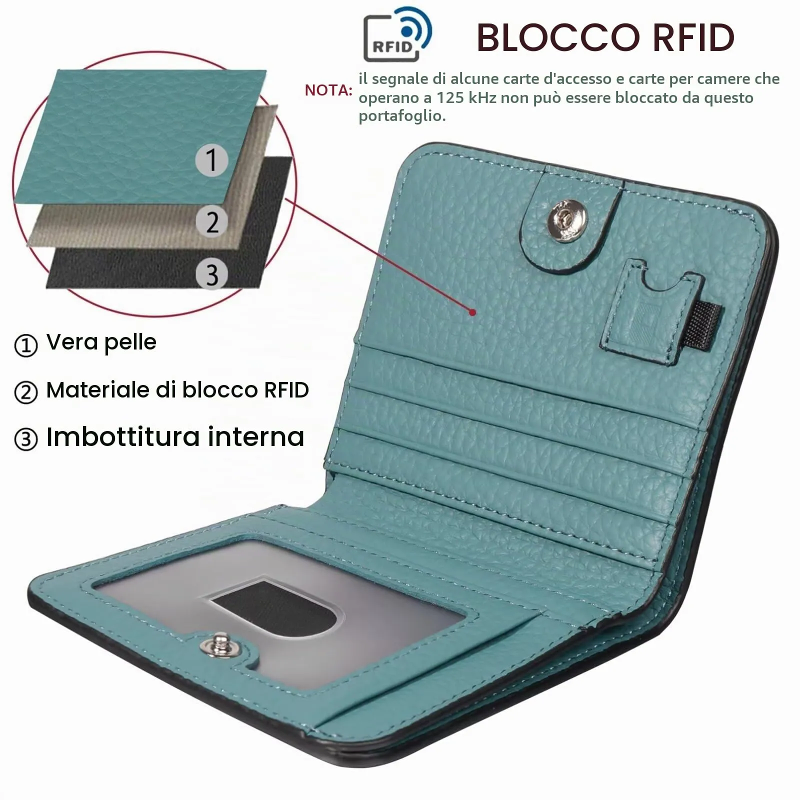 GADIEMKENSD Womens Bifold Purse Credit Card Holders RFID Blocking Mens Leather Wallet for Travel Bus Card Coin Pocket Cute Small Ladies Purses with Zip ID Window Card Cash Slots Emerald Green - immagine 4