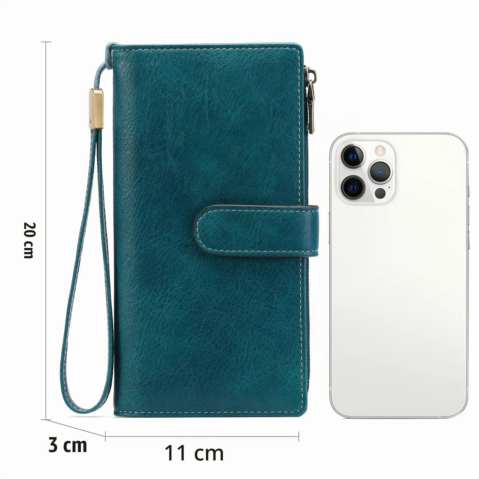 GOIACII Portafoglio Donna Grande Formato Lungo Portafogli Pelle RFID Blocco con Slot per Schede Multiple Portamonete da Polso - immagine 5