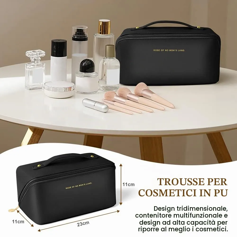 Aucuu Borsa Cosmetica da Viaggio, Beauty Case da Viaggio Donna, Borsa da Viaggio per Cosmetici, Borsa Cosmetica da Donna in Morbida Pelle PU, Borse da Toilette Impermeabile Portatile - immagine 2