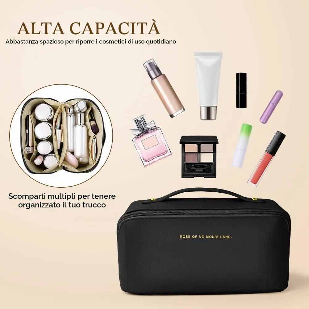 Aucuu Borsa Cosmetica da Viaggio, Beauty Case da Viaggio Donna, Borsa da Viaggio per Cosmetici, Borsa Cosmetica da Donna in Morbida Pelle PU, Borse da Toilette Impermeabile Portatile - immagine 4