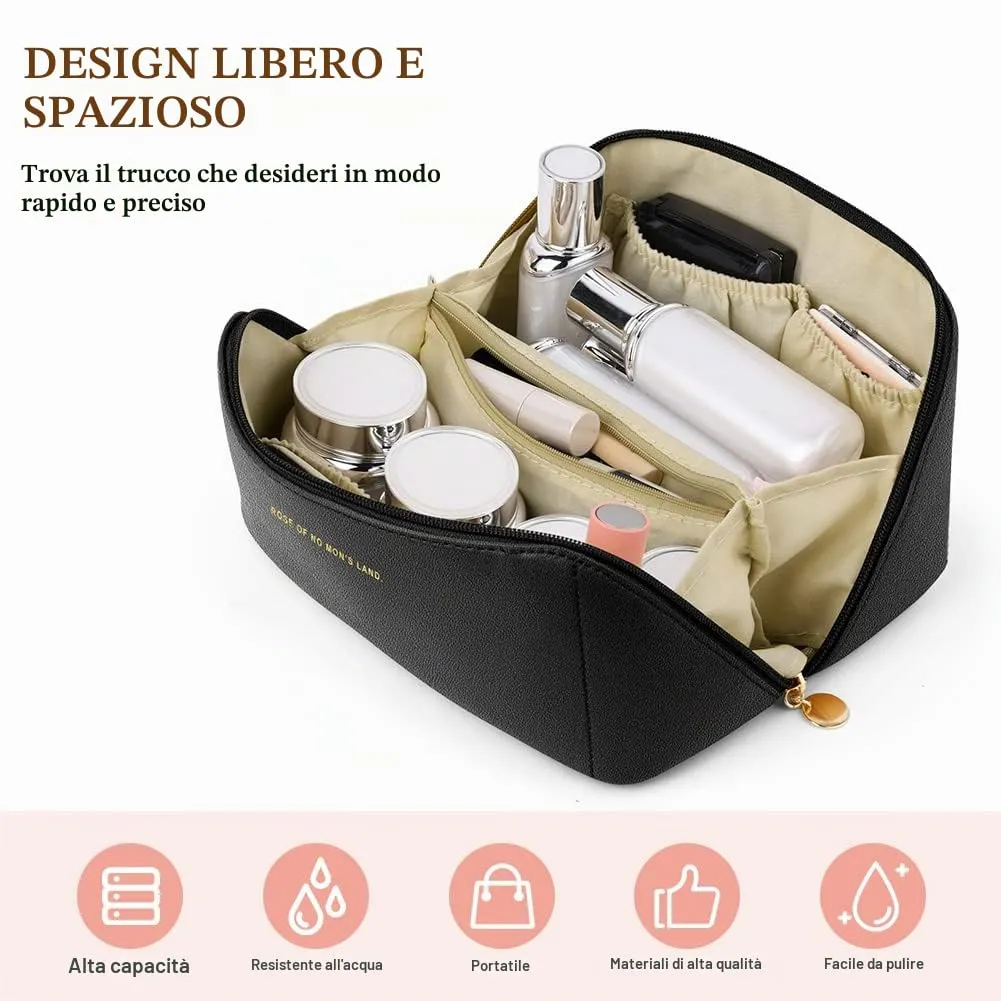 Aucuu Borsa Cosmetica da Viaggio, Beauty Case da Viaggio Donna, Borsa da Viaggio per Cosmetici, Borsa Cosmetica da Donna in Morbida Pelle PU, Borse da Toilette Impermeabile Portatile - immagine 6
