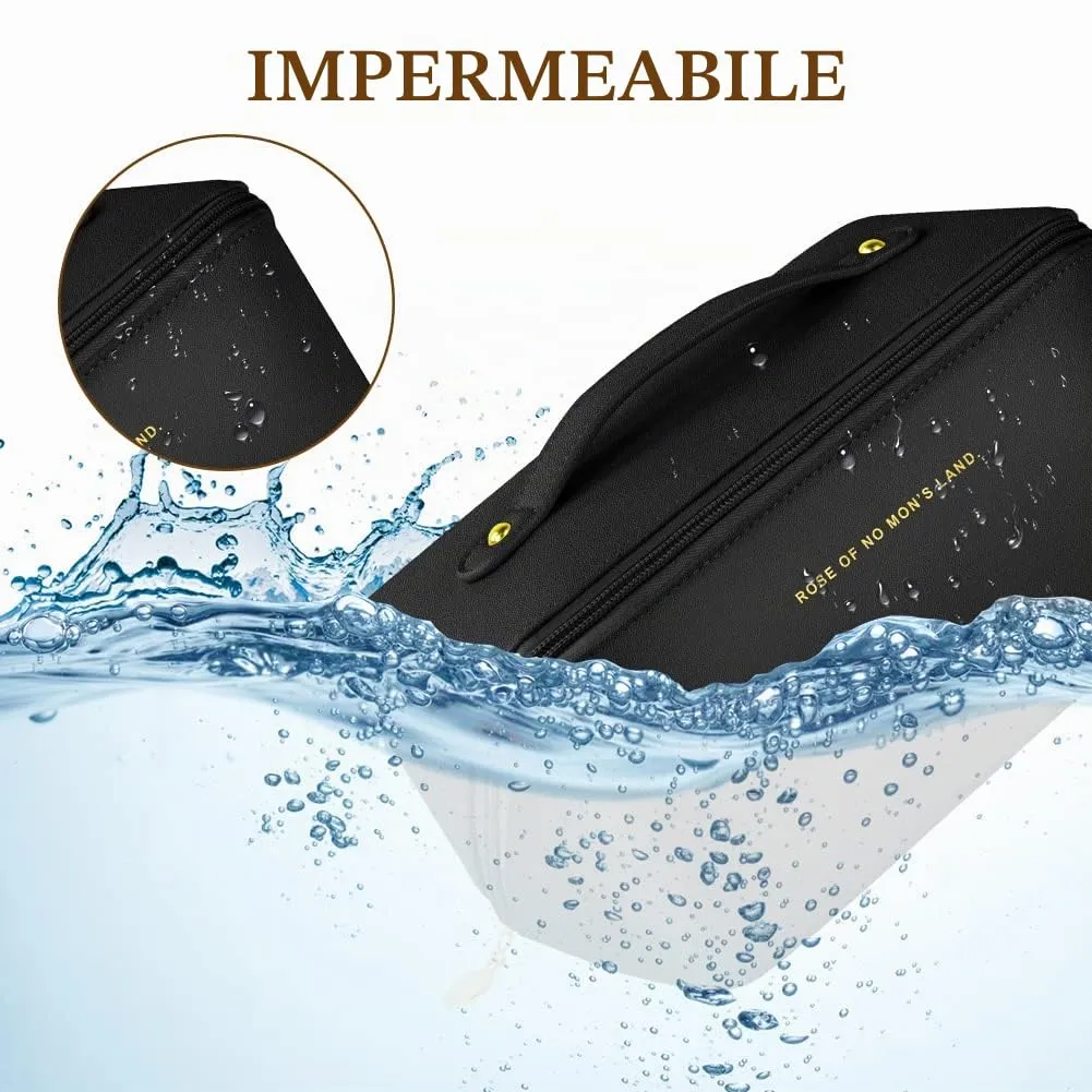 Aucuu Borsa Cosmetica da Viaggio, Beauty Case da Viaggio Donna, Borsa da Viaggio per Cosmetici, Borsa Cosmetica da Donna in Morbida Pelle PU, Borse da Toilette Impermeabile Portatile - immagine 8