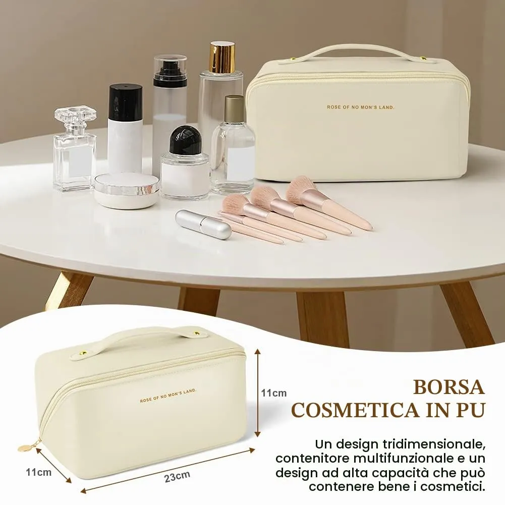 Aucuu Borsa Cosmetica da Viaggio, Beauty Case da Viaggio Donna, Borsa da Viaggio per Cosmetici, Borsa Cosmetica da Donna in Morbida Pelle PU, Borse da Toilette Impermeabile Portatile - immagine 2