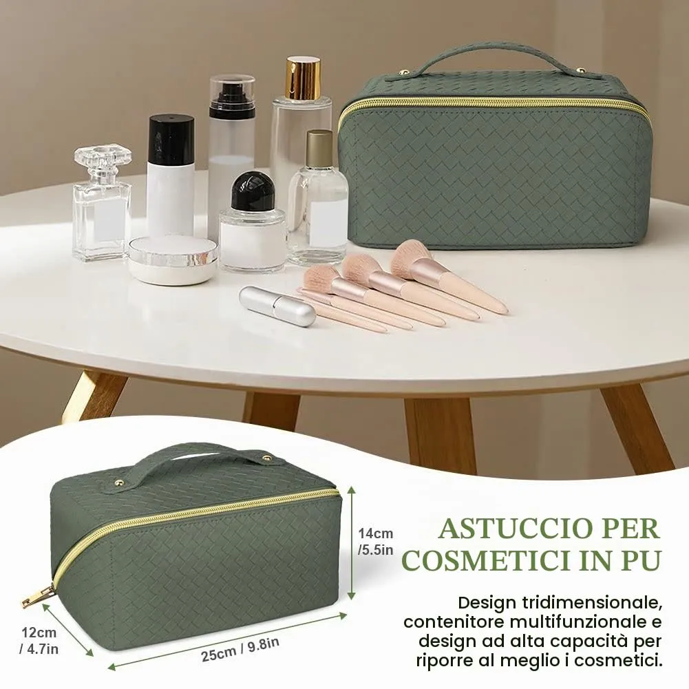 Aucuu Borsa Cosmetica da Viaggio, Beauty Case da Viaggio Donna, Borsa da Viaggio per Cosmetici, Borsa Cosmetica da Donna in Morbida Pelle PU, Borse da Toilette Impermeabile Portatile - immagine 2