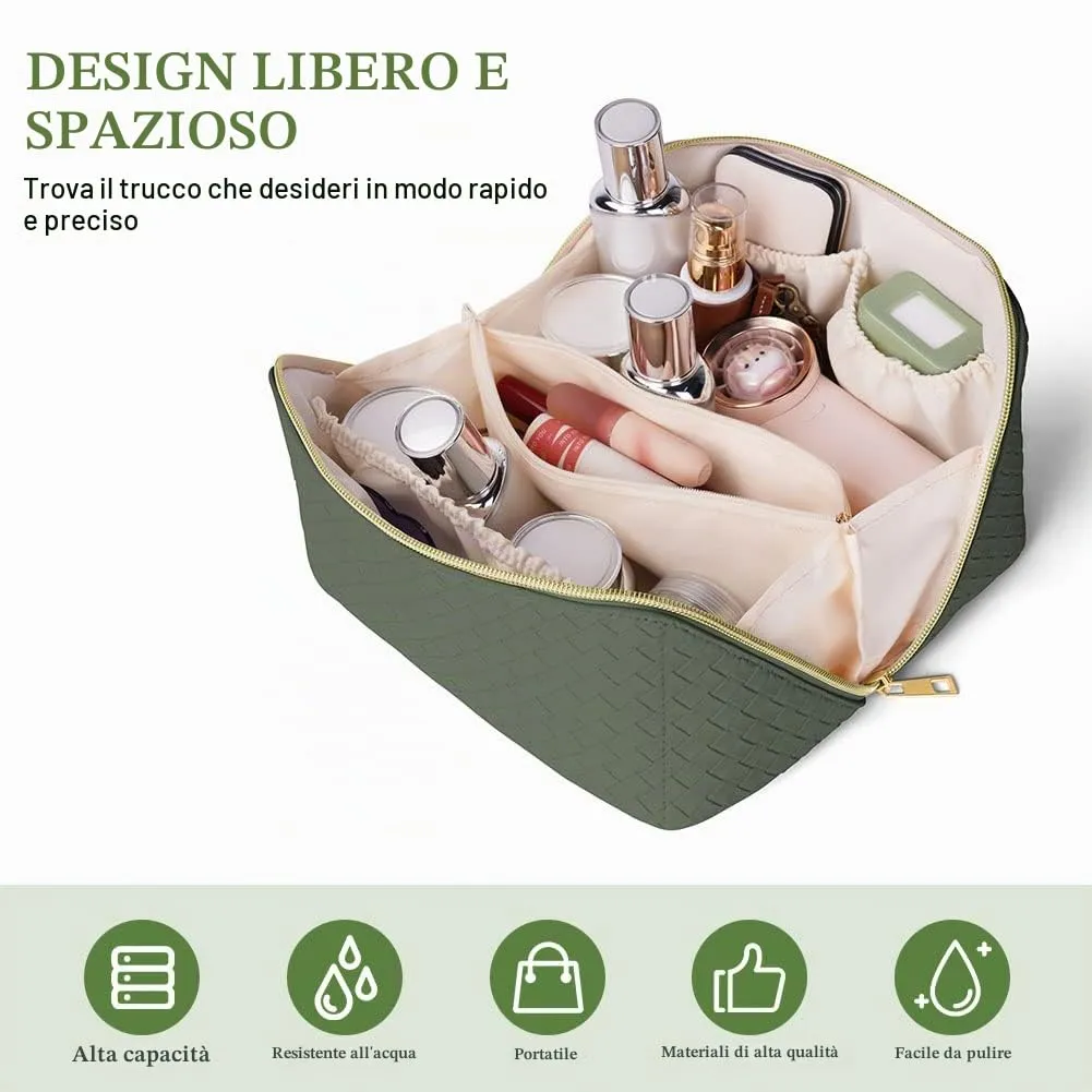 Aucuu Borsa Cosmetica da Viaggio, Beauty Case da Viaggio Donna, Borsa da Viaggio per Cosmetici, Borsa Cosmetica da Donna in Morbida Pelle PU, Borse da Toilette Impermeabile Portatile - immagine 6