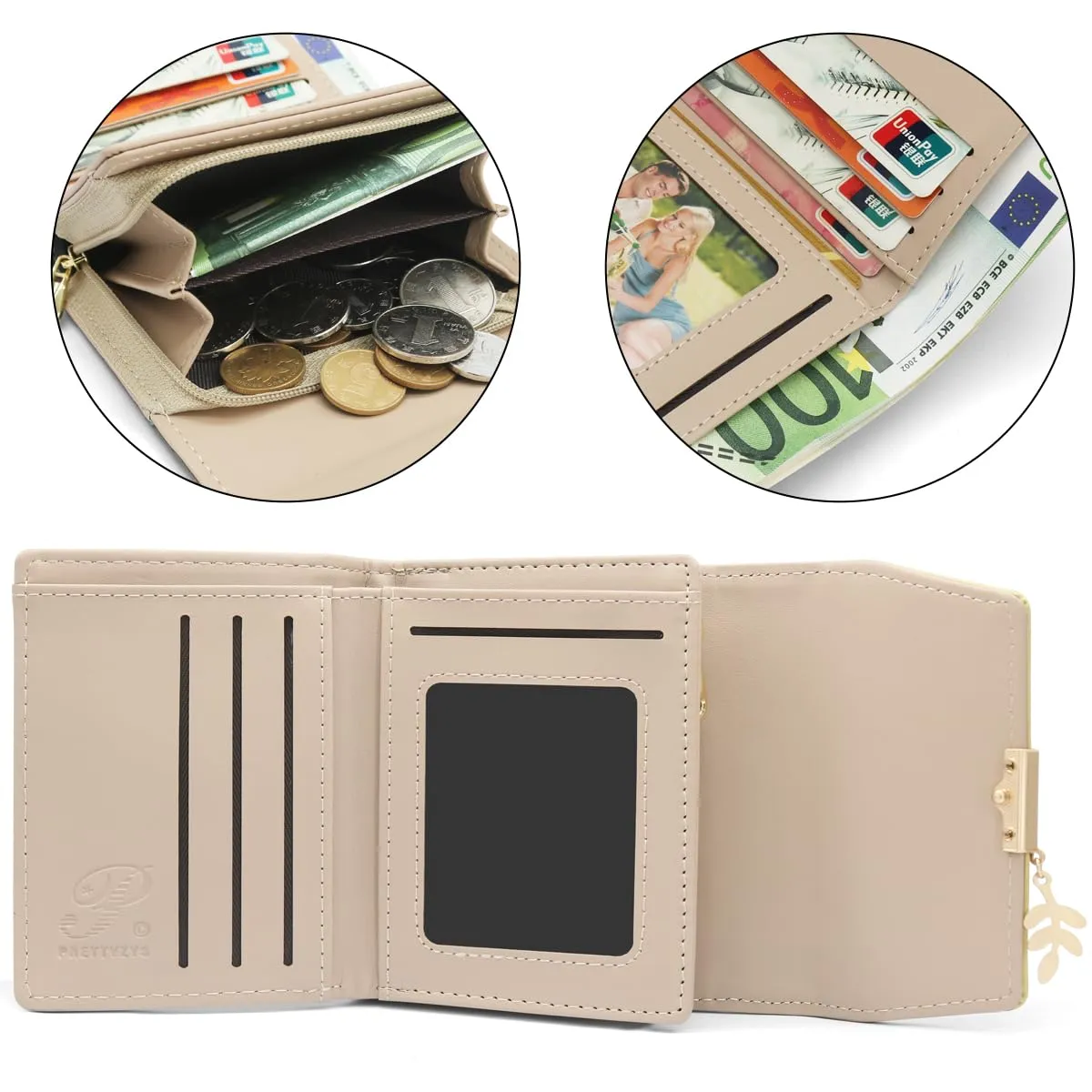 REETEE Portafoglio Donna Piccolo in Pelle PU Corto Portafogli Donna con Portamonete di Cerniera, Small Portamonete Donna con 6 Slot Schede Mini Portafoglio Donna - immagine 3