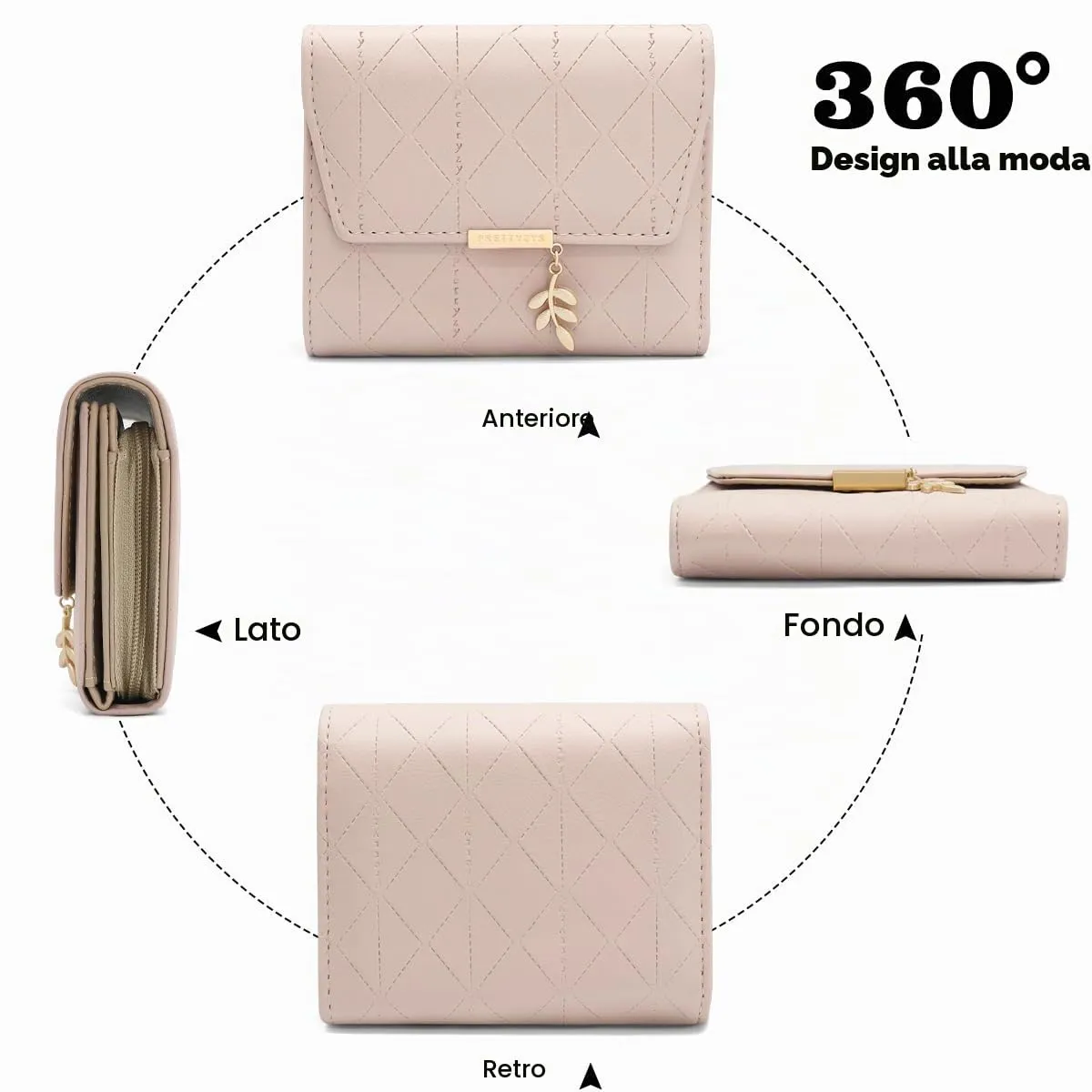 REETEE Portafoglio Donna Piccolo in Pelle PU Corto Portafogli Donna con Portamonete di Cerniera, Small Portamonete Donna con 6 Slot Schede Mini Portafoglio Donna - immagine 5