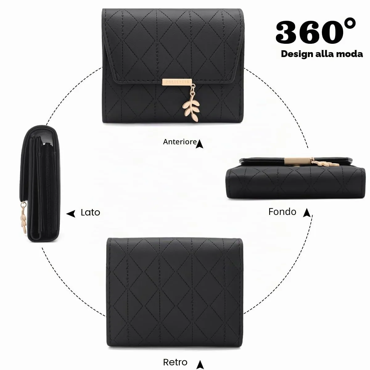 REETEE Portafoglio Donna Piccolo in Pelle PU Corto Portafogli Donna con Portamonete di Cerniera, Small Portamonete Donna con 6 Slot Schede Mini Portafoglio Donna - immagine 5