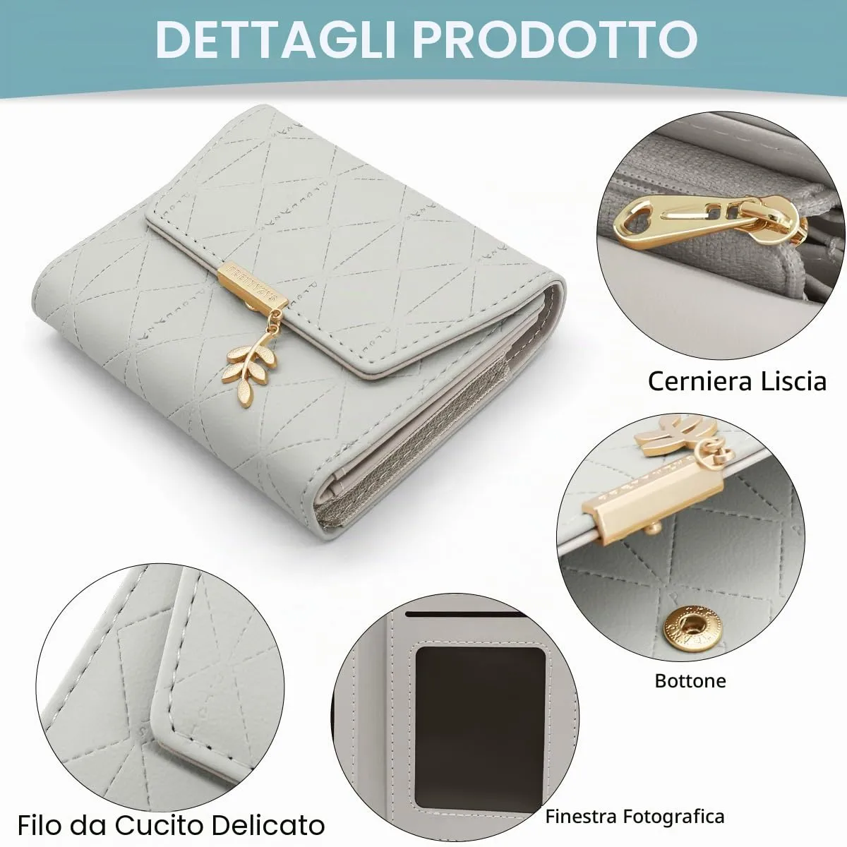 REETEE Portafoglio Donna Piccolo in Pelle PU Corto Portafogli Donna con Portamonete di Cerniera, Small Portamonete Donna con 6 Slot Schede Mini Portafoglio Donna - immagine 4
