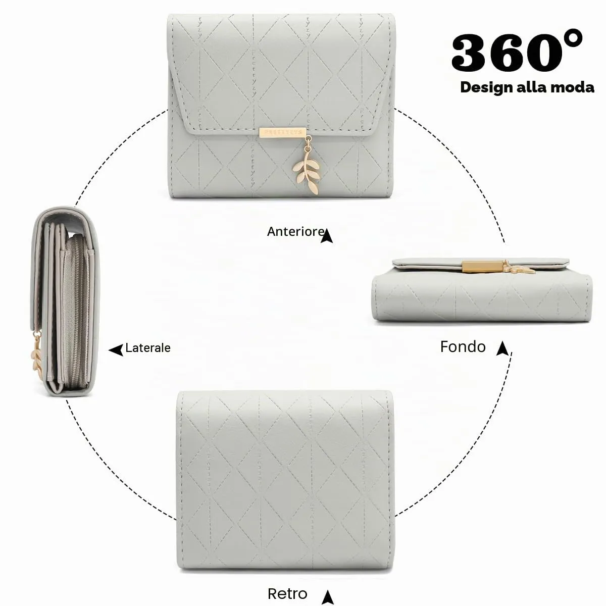 REETEE Portafoglio Donna Piccolo in Pelle PU Corto Portafogli Donna con Portamonete di Cerniera, Small Portamonete Donna con 6 Slot Schede Mini Portafoglio Donna - immagine 5