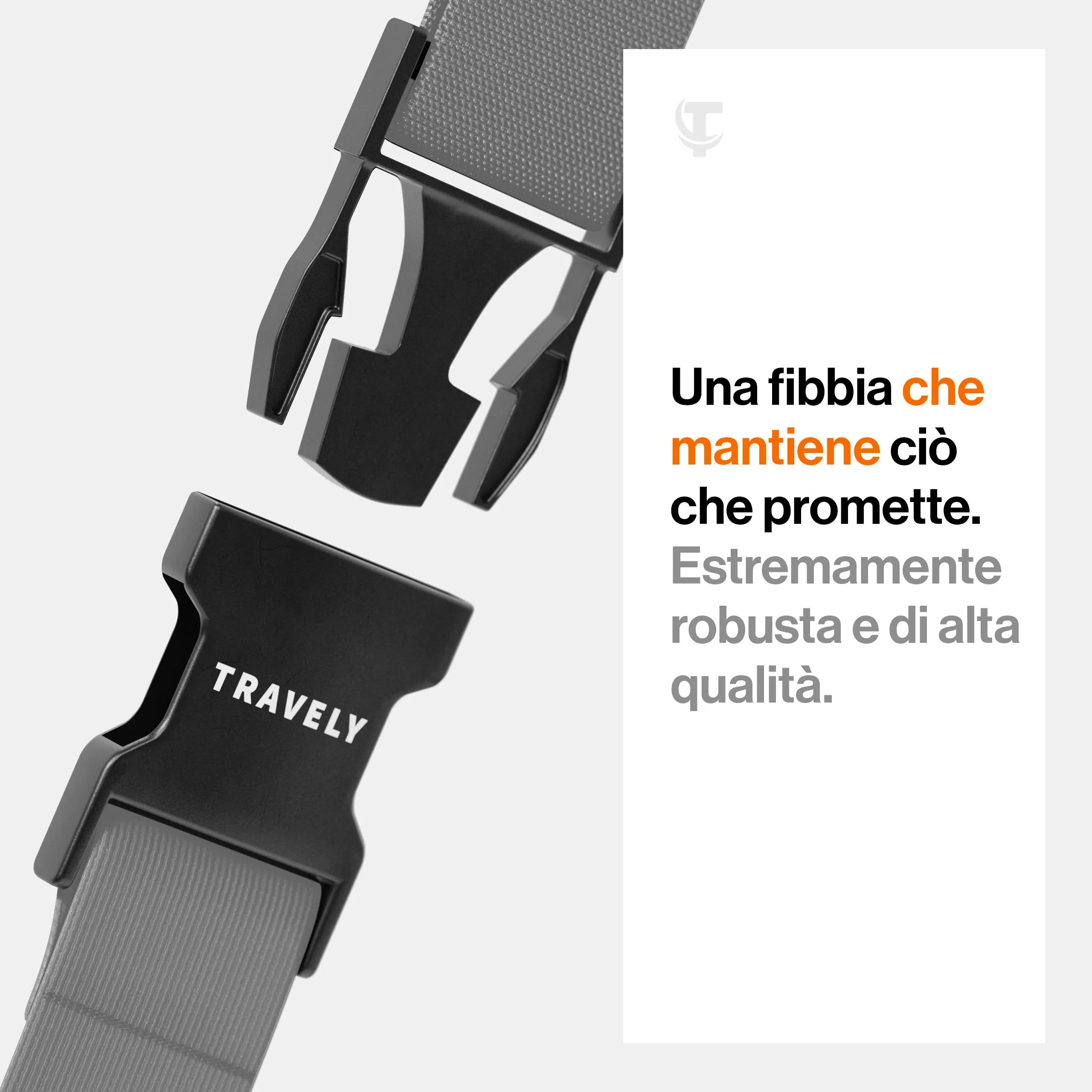 Travely Cinghia per bagagli di alta qualità, particolarmente accattivante e sicura, include 2 targhette per il nome, cinghia per bagagli ideale da indossare sopra la croce, set da 4, grigio - immagine 3