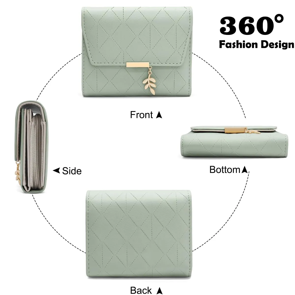 REETEE Portafoglio Donna Piccolo in Pelle PU Corto Portafogli Donna con Portamonete di Cerniera, Small Portamonete Donna con 6 Slot Schede Mini Portafoglio Donna - immagine 5