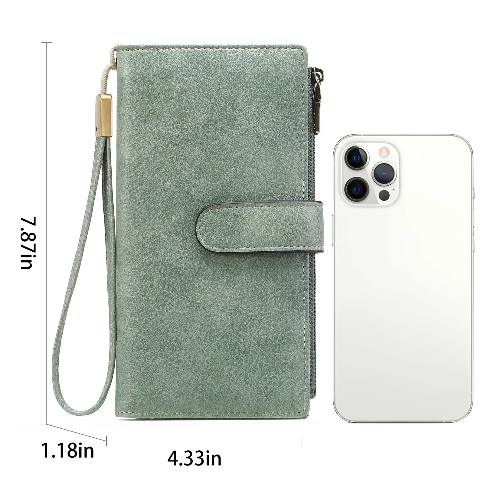 GOIACII Portafoglio Donna Grande Formato Lungo Portafogli Pelle RFID Blocco con Slot per Schede Multiple Portamonete da Polso - immagine 5