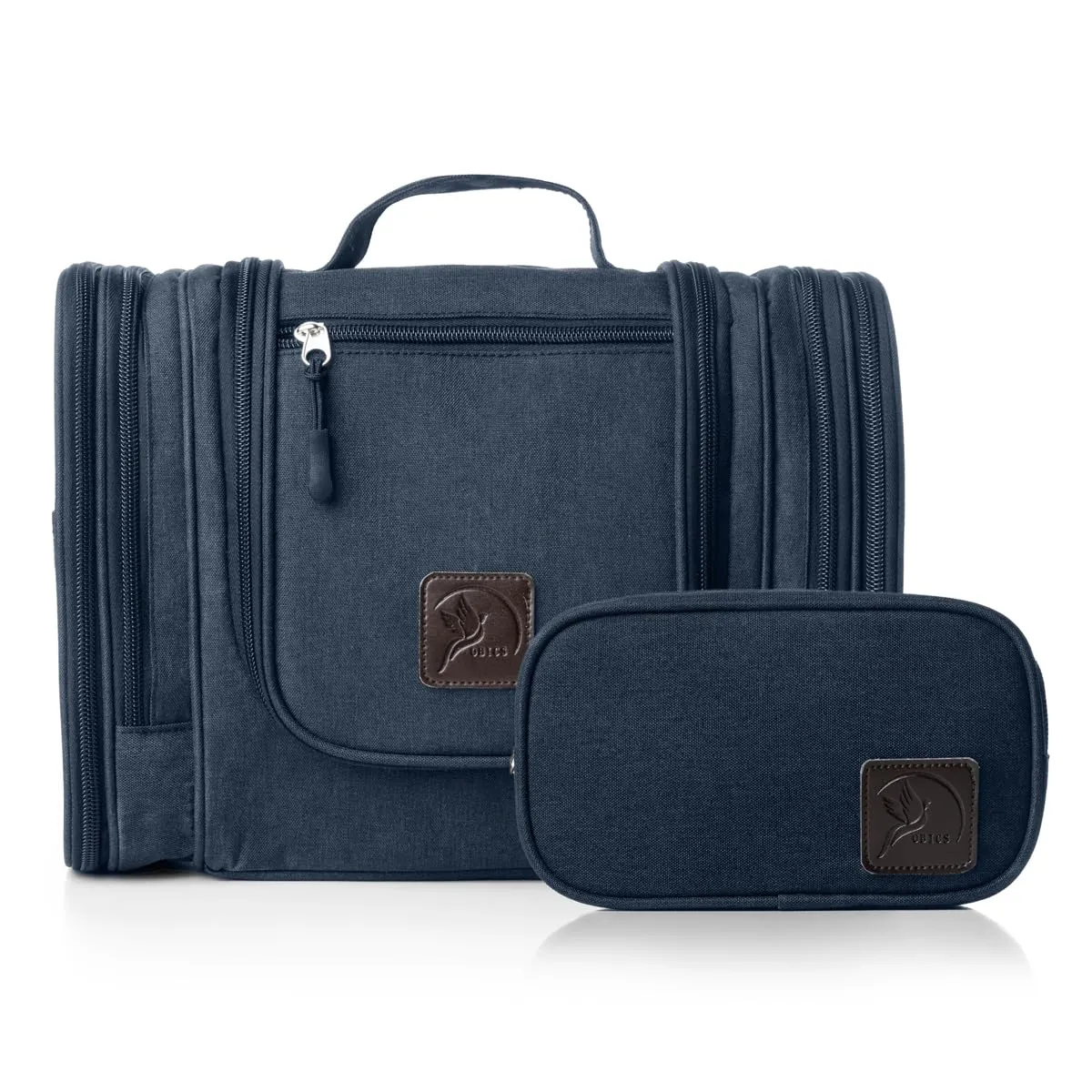 Obics® Beauty case da viaggio per uomo e donna 8L (grande) blu - Borsa da toilette e trousse da appendere con specchio - Sacchetto per cosmetici e toiletry per viaggi e campeggio (10 scomparti) - immagine 5