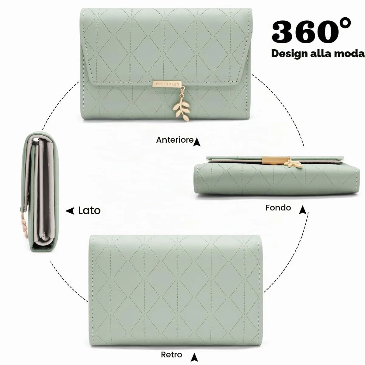 REETEE Portafoglio Donna Piccolo in Pelle PU Corto Portafogli Donna con Portamonete di Cerniera, Small Portamonete Donna con 6 Slot Schede Mini Portafoglio Donna - immagine 5