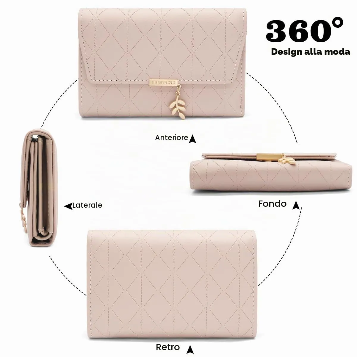 REETEE Portafoglio Donna Piccolo in Pelle PU Corto Portafogli Donna con Portamonete di Cerniera, Small Portamonete Donna con 6 Slot Schede Mini Portafoglio Donna - immagine 5