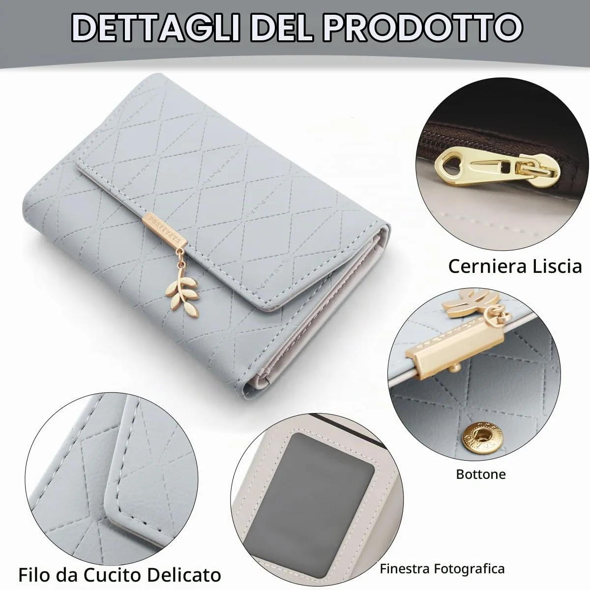 REETEE Portafoglio Donna Piccolo in Pelle PU Corto Portafogli Donna con Portamonete di Cerniera, Small Portamonete Donna con 6 Slot Schede Mini Portafoglio Donna - immagine 3