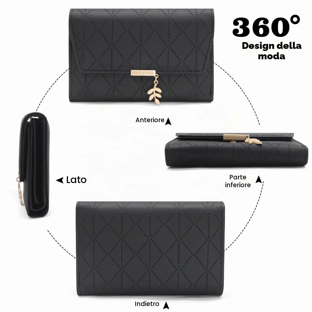 REETEE Portafoglio Donna Piccolo in Pelle PU Corto Portafogli Donna con Portamonete di Cerniera, Small Portamonete Donna con 6 Slot Schede Mini Portafoglio Donna - immagine 5