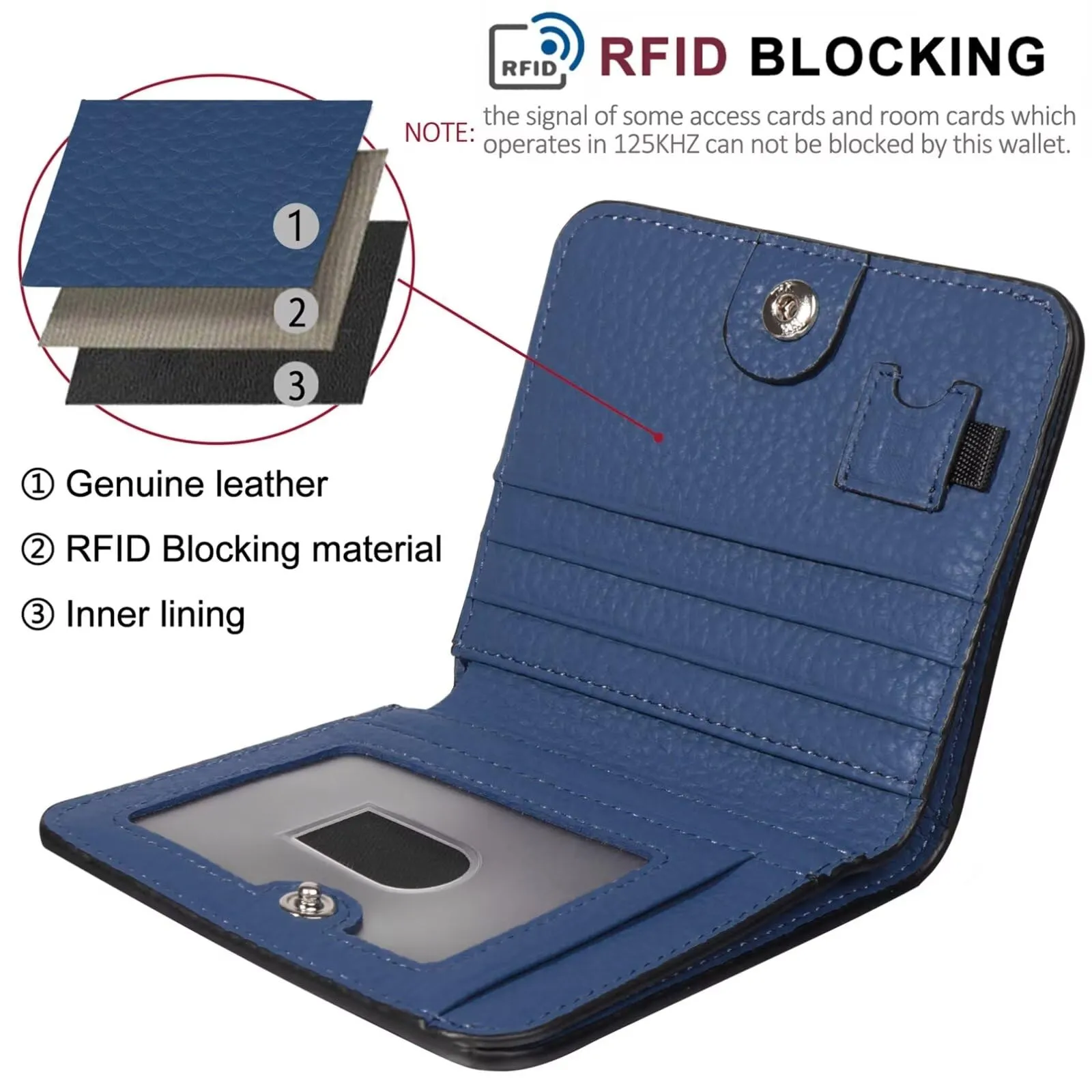 GADIEMKENSD Womens Bifold Purse Credit Card Holders RFID Blocking Mens Leather Wallet for Travel Bus Card Coin Pocket Cute Small Ladies Purses with Zip ID Window Card Cash Slots Navy - immagine 4
