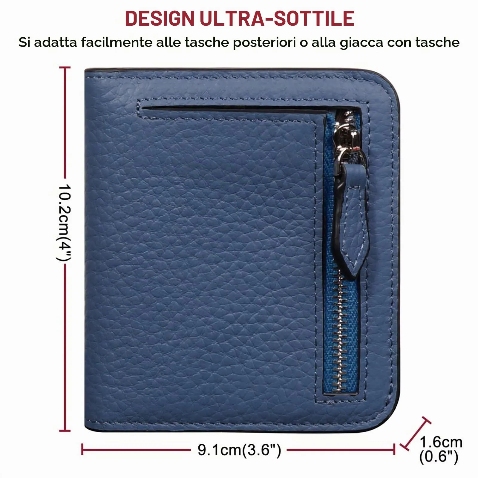 GADIEMKENSD Womens Bifold Purse Credit Card Holders RFID Blocking Mens Leather Wallet for Travel Bus Card Coin Pocket Cute Small Ladies Purses with Zip ID Window Card Cash Slots Navy - immagine 5