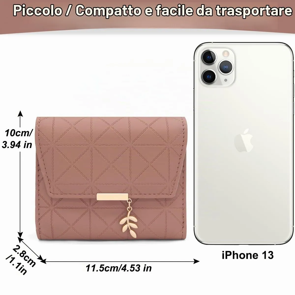 REETEE Portafoglio Donna Piccolo in Pelle PU Corto Portafogli Donna con Portamonete di Cerniera, Small Portamonete Donna con 6 Slot Schede Mini Portafoglio Donna - immagine 5