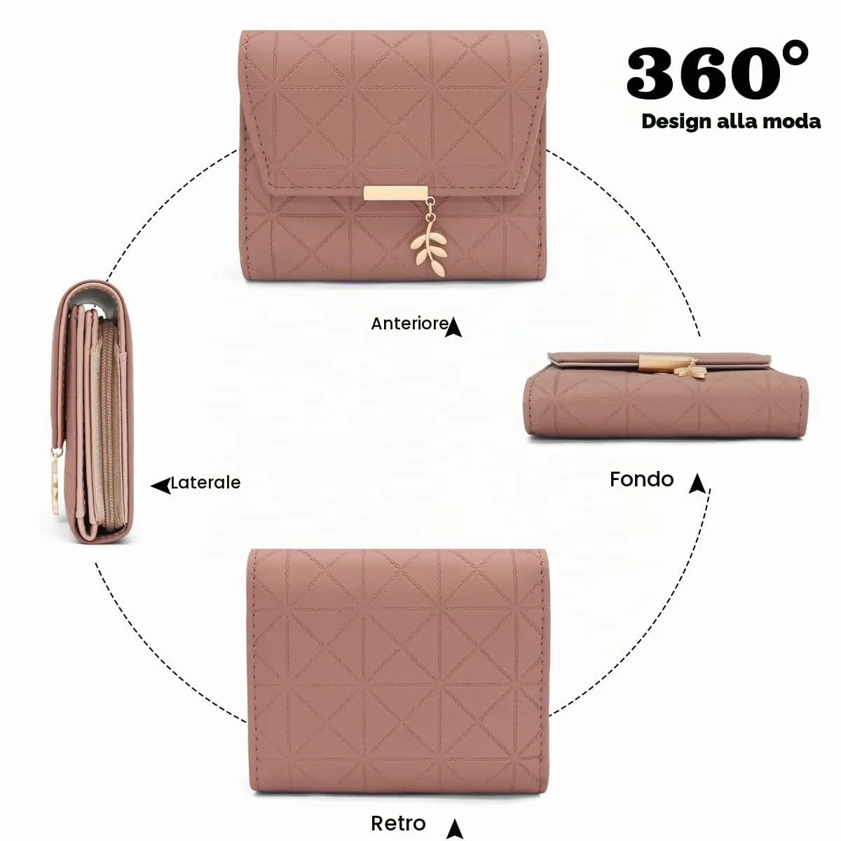 REETEE Portafoglio Donna Piccolo in Pelle PU Corto Portafogli Donna con Portamonete di Cerniera, Small Portamonete Donna con 6 Slot Schede Mini Portafoglio Donna - immagine 6