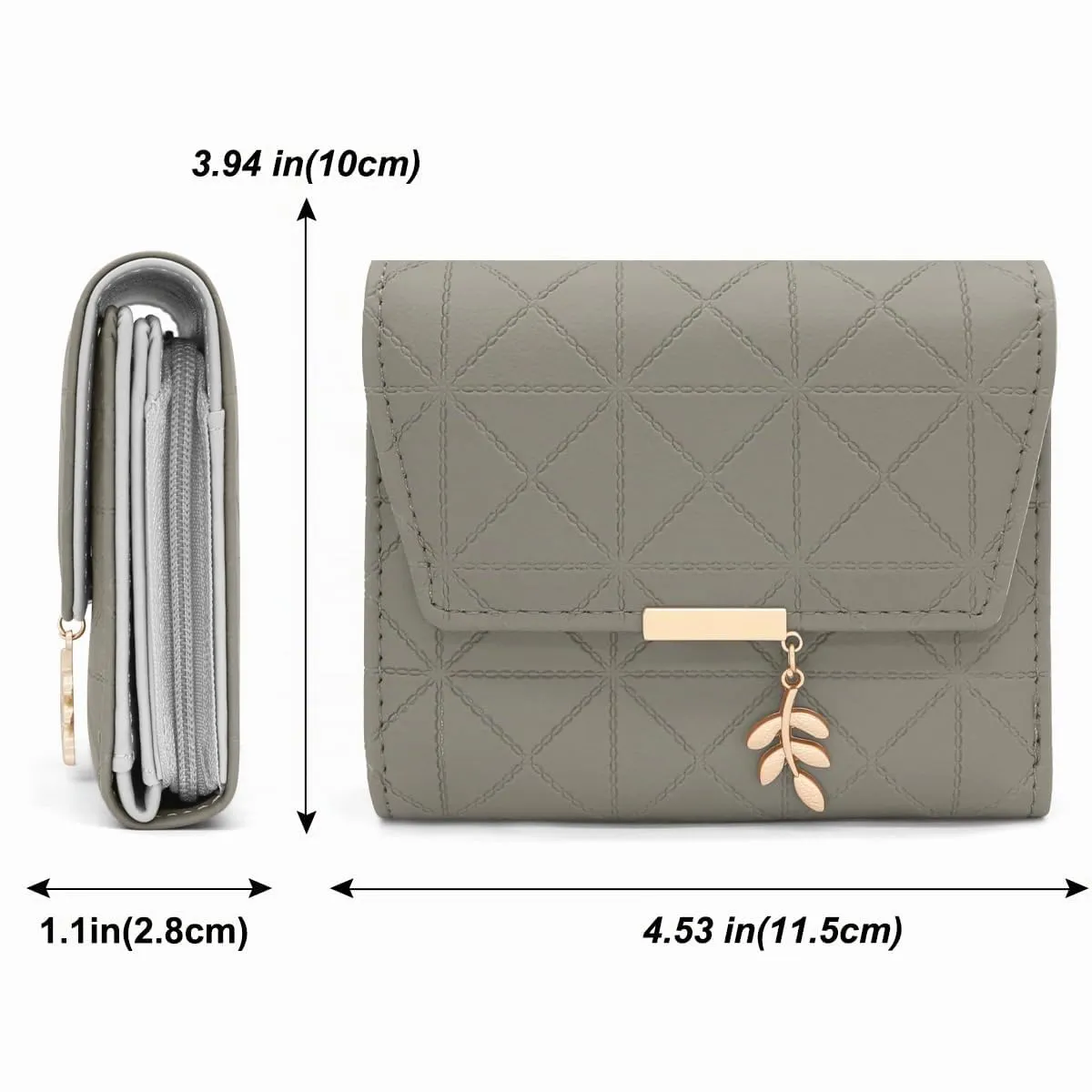 REETEE Portafoglio Donna Piccolo in Pelle PU Corto Portafogli Donna con Portamonete di Cerniera, Small Portamonete Donna con 6 Slot Schede Mini Portafoglio Donna (B-grigio) - immagine 6