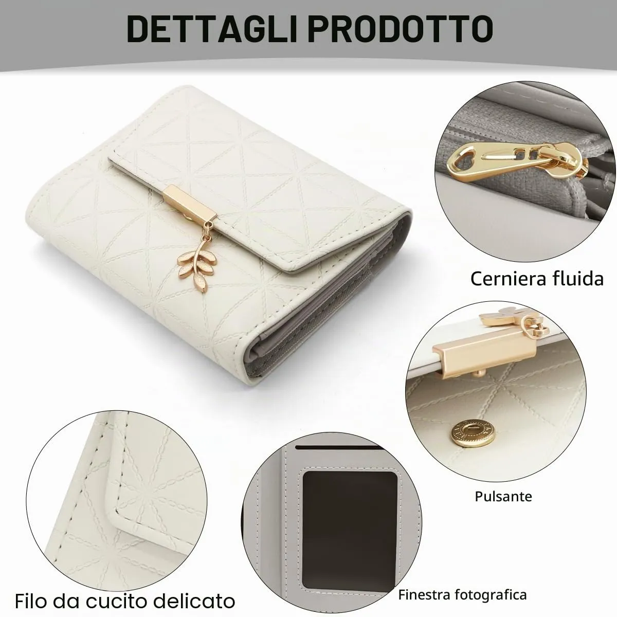 REETEE Portafoglio Donna Piccolo in Pelle PU Corto Portafogli Donna con Portamonete di Cerniera, Small Portamonete Donna con 6 Slot Schede Mini Portafoglio Donna - immagine 4