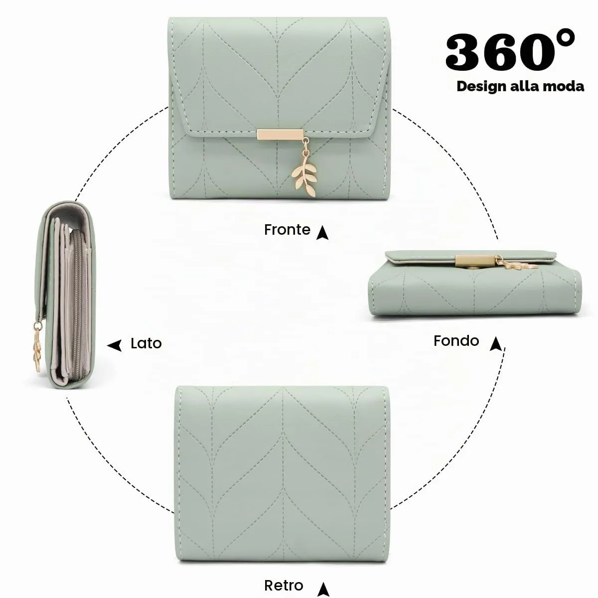 REETEE Portafoglio Donna Piccolo in Pelle PU Corto Portafogli Donna con Portamonete di Cerniera, Small Portamonete Donna con 6 Slot Schede Mini Portafoglio Donna - immagine 5