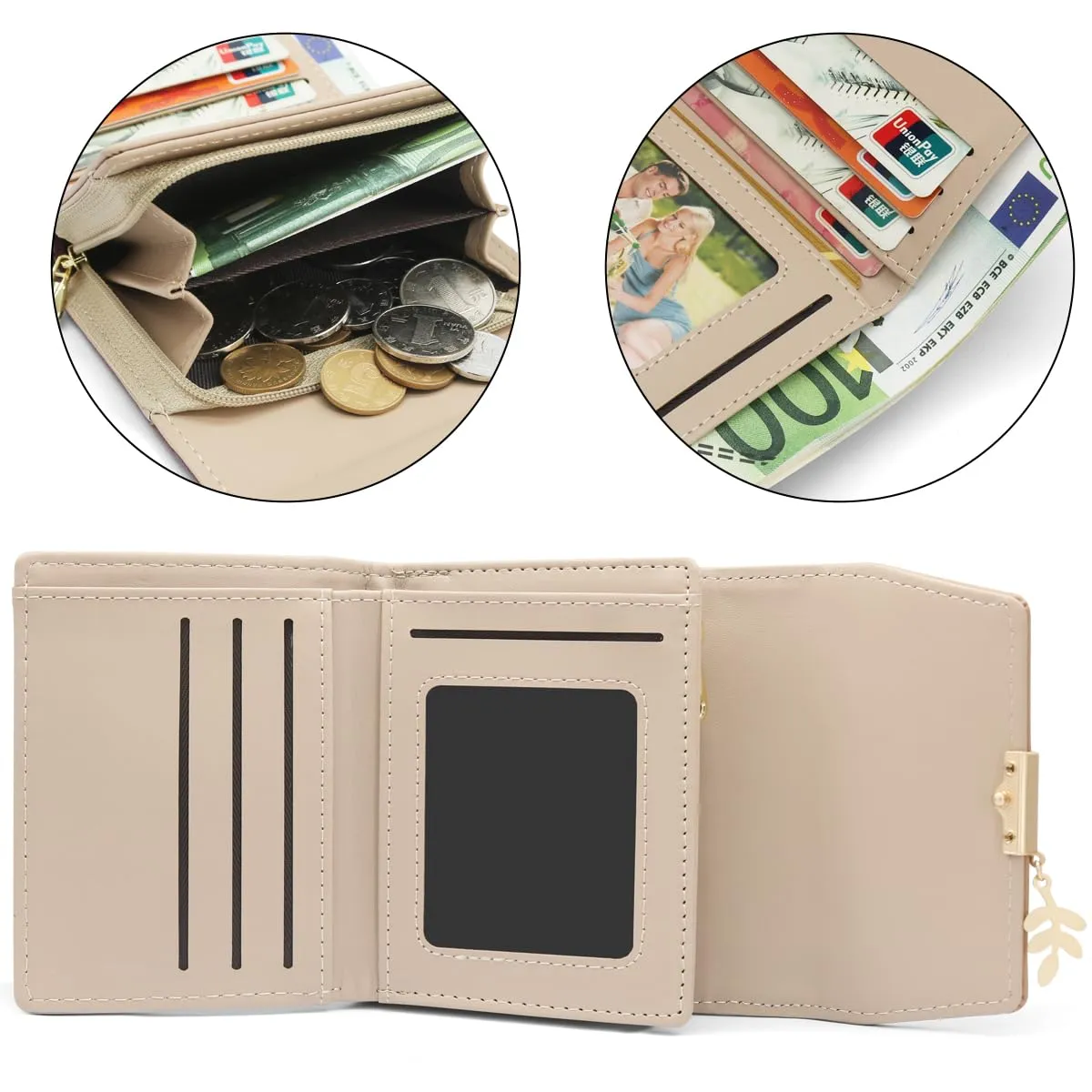 REETEE Portafoglio Donna Piccolo in Pelle PU Corto Portafogli Donna con Portamonete di Cerniera, Small Portamonete Donna con 6 Slot Schede Mini Portafoglio Donna - immagine 3
