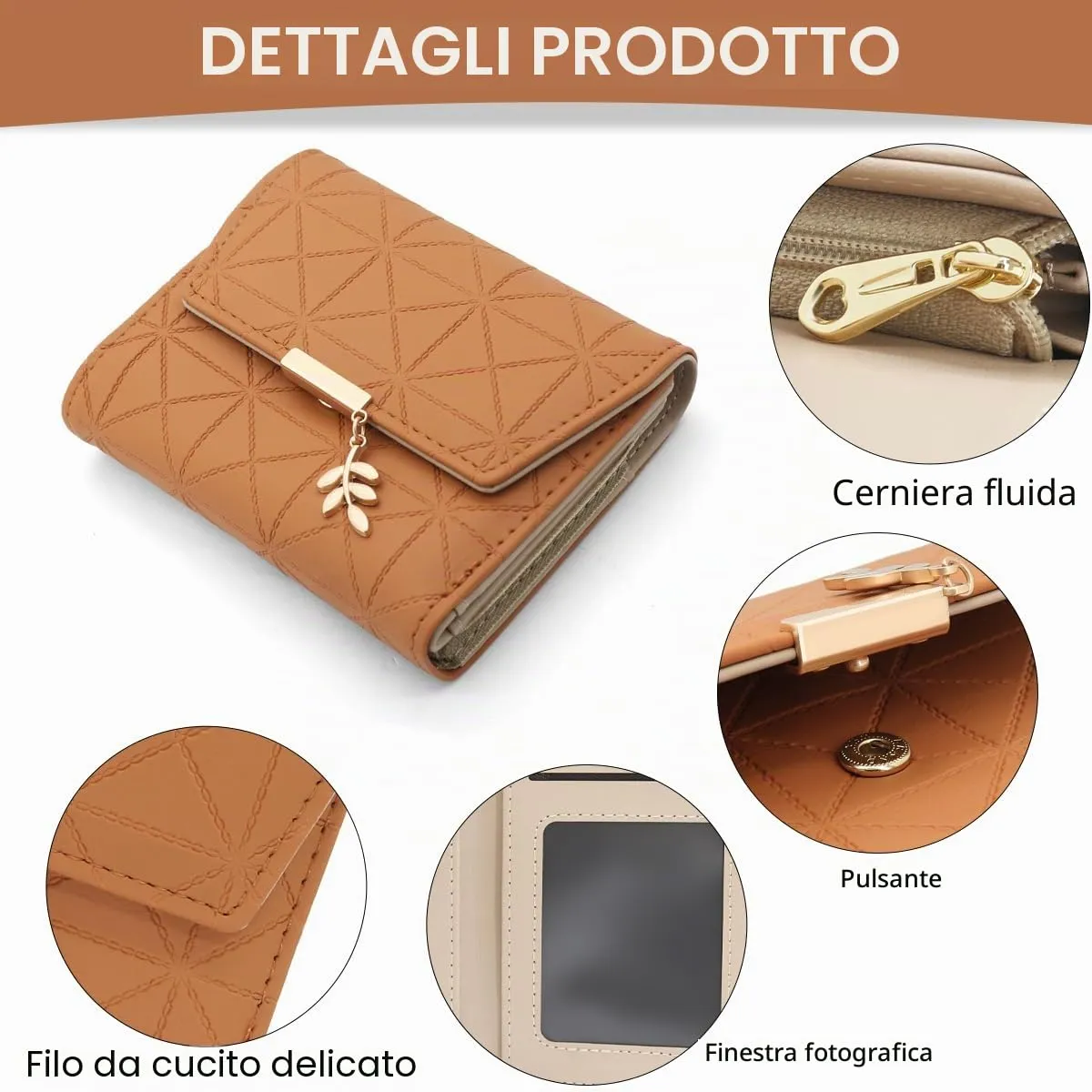 REETEE Portafoglio Donna Piccolo in Pelle PU Corto Portafogli Donna con Portamonete di Cerniera, Small Portamonete Donna con 6 Slot Schede Mini Portafoglio Donna - immagine 4