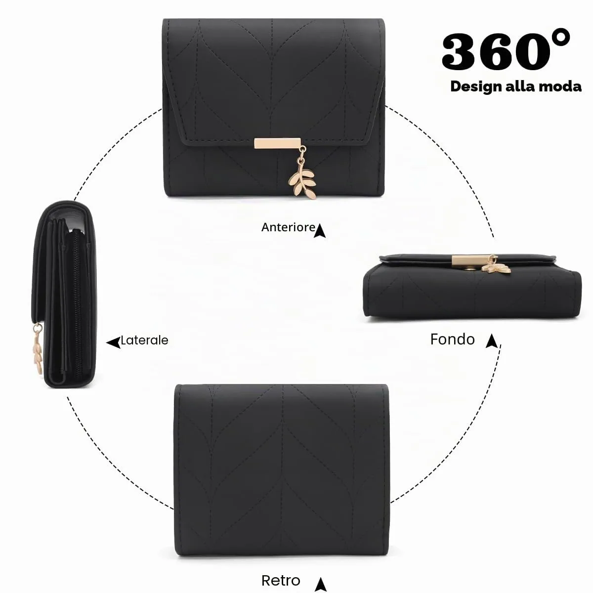 REETEE Portafoglio Donna Piccolo in Pelle PU Corto Portafogli Donna con Portamonete di Cerniera, Small Portamonete Donna con 6 Slot Schede Mini Portafoglio Donna - immagine 5