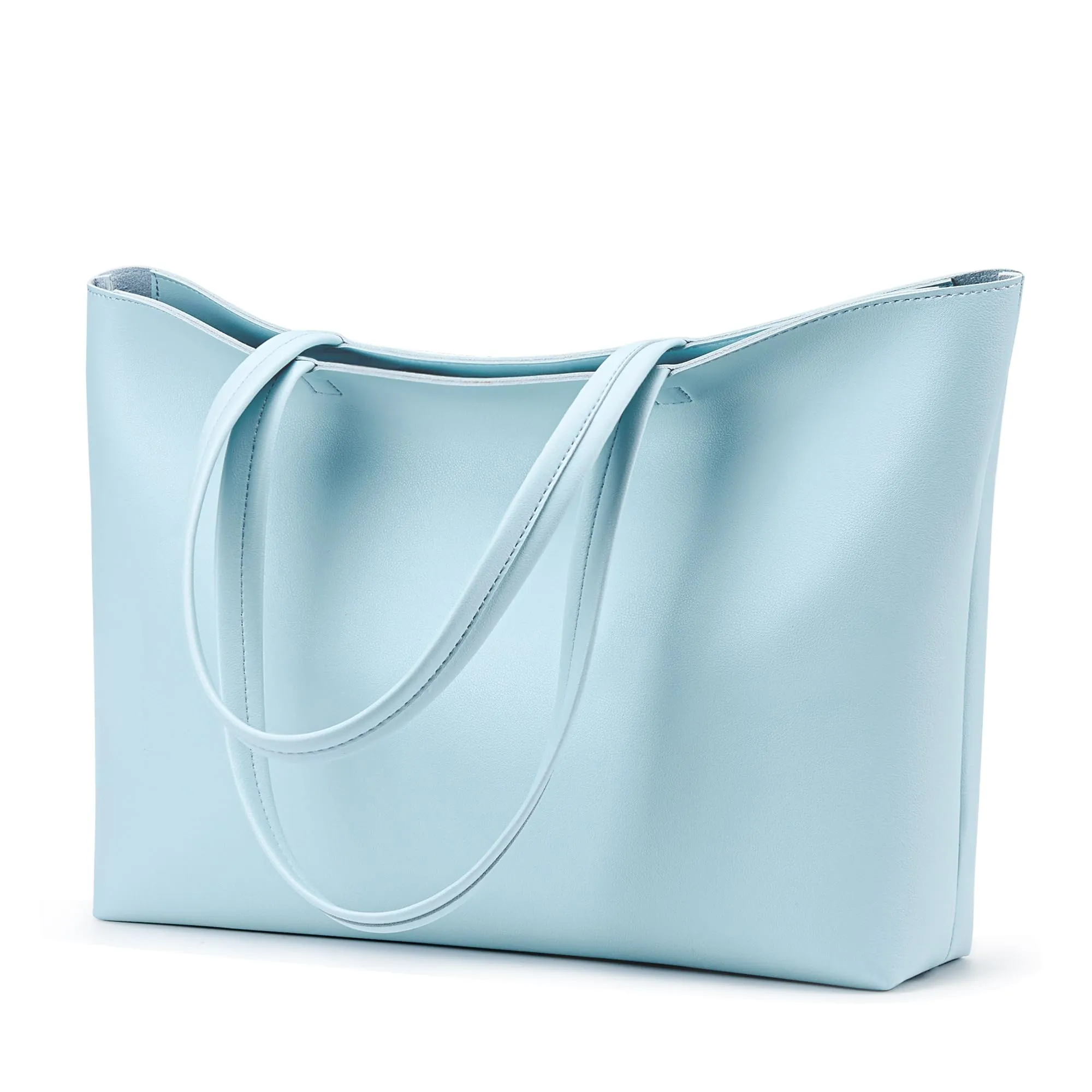 KALIDI, Borsa larga da donna, con cerniera, impermeabile, in poliuretano, per lavoro, scuola, viaggi, uso quotidiano, Blu - immagine 1