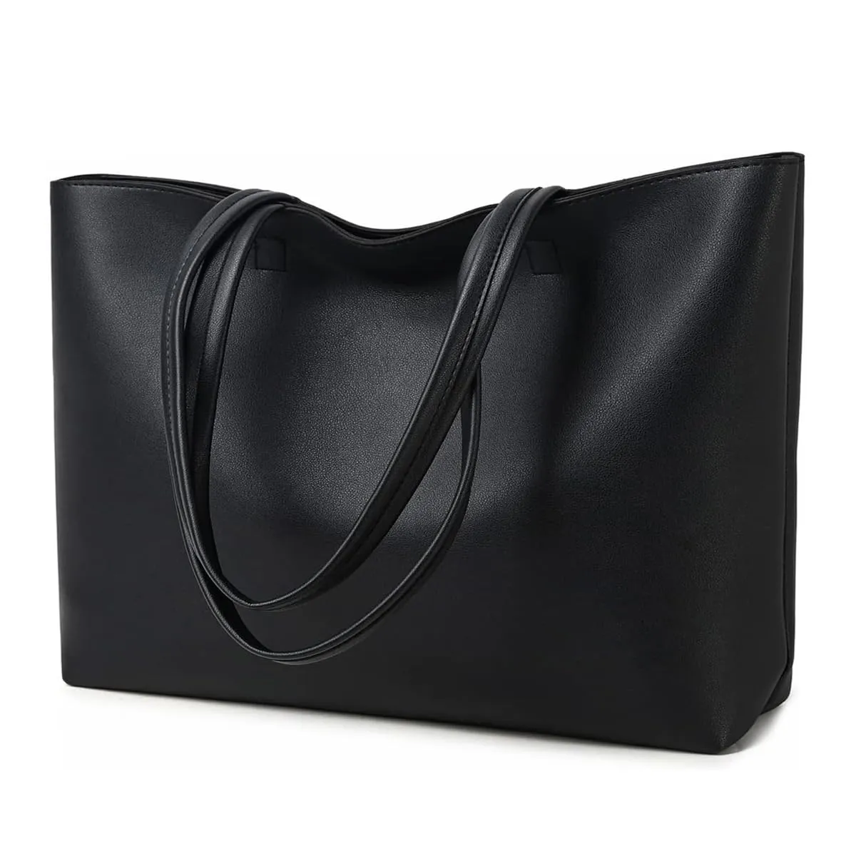 KALIDI, Borsa larga da donna, con cerniera, impermeabile, in poliuretano, per lavoro, scuola, viaggi, uso quotidiano, Nero - immagine 1